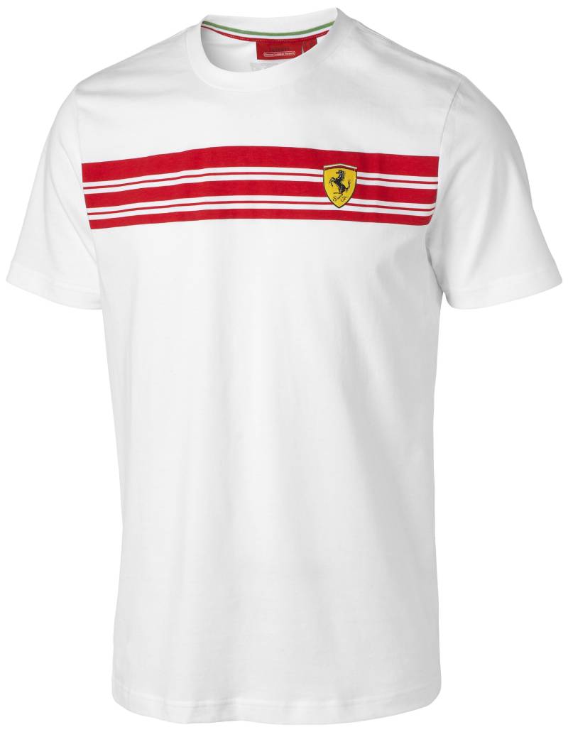 Ferrari Herren Striped Tee T-Shirt, Weiß, M von Ferrari