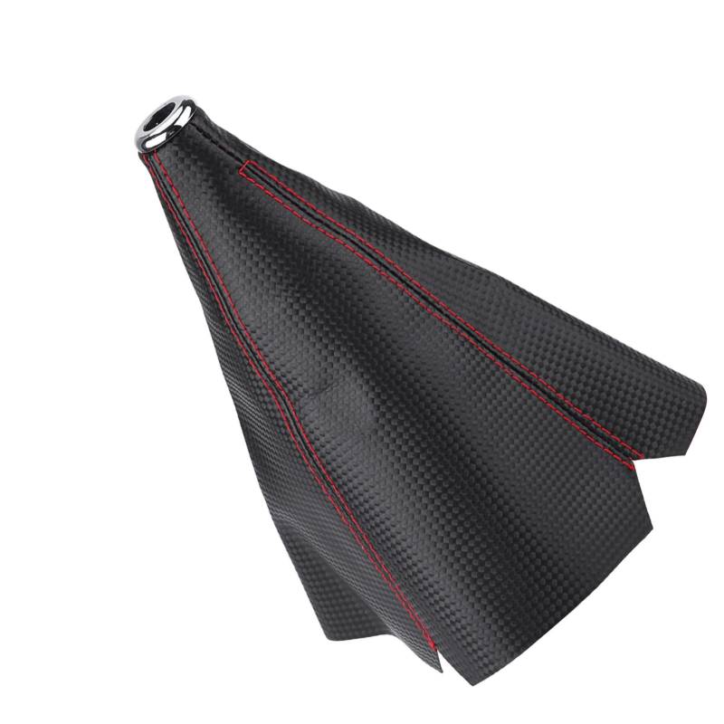 Staubschutzkappe für den Schaltknauf aus PU-Leder Im Carbonfaser-Stil, Rote Nähte, Einfach zu Installieren, Universell, mit Brandneuem Look, für die Meisten Autos mit Manueller von Fesjoy