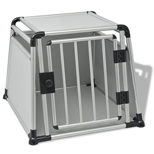 Festnight Aluminium Hundetransportbox Hundekäfig Hundebox Transportbox Reisebox 76 x 84 x 66 cm für Haustiere Hunde von Festnight