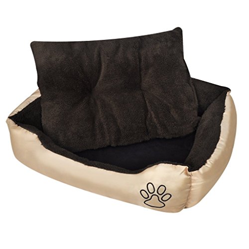 Festnight Hundebett Hundesofa Haustibett Hundebettchen Schlafplatz mit Rutschfester Unterlage 75x58x19cm Größe L Beige+Braun von Festnight