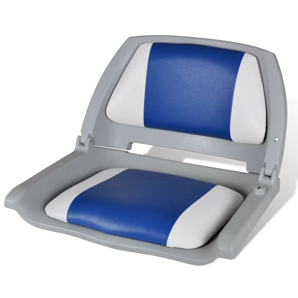 Festnight Klappbar Bootssitz | Gepolstert Steuerstuhl Bootsstuhl Anglerstuhl | Kunstleder UV-bestaendig Blau-Weiss 41 x 51 x 48 cm von Festnight