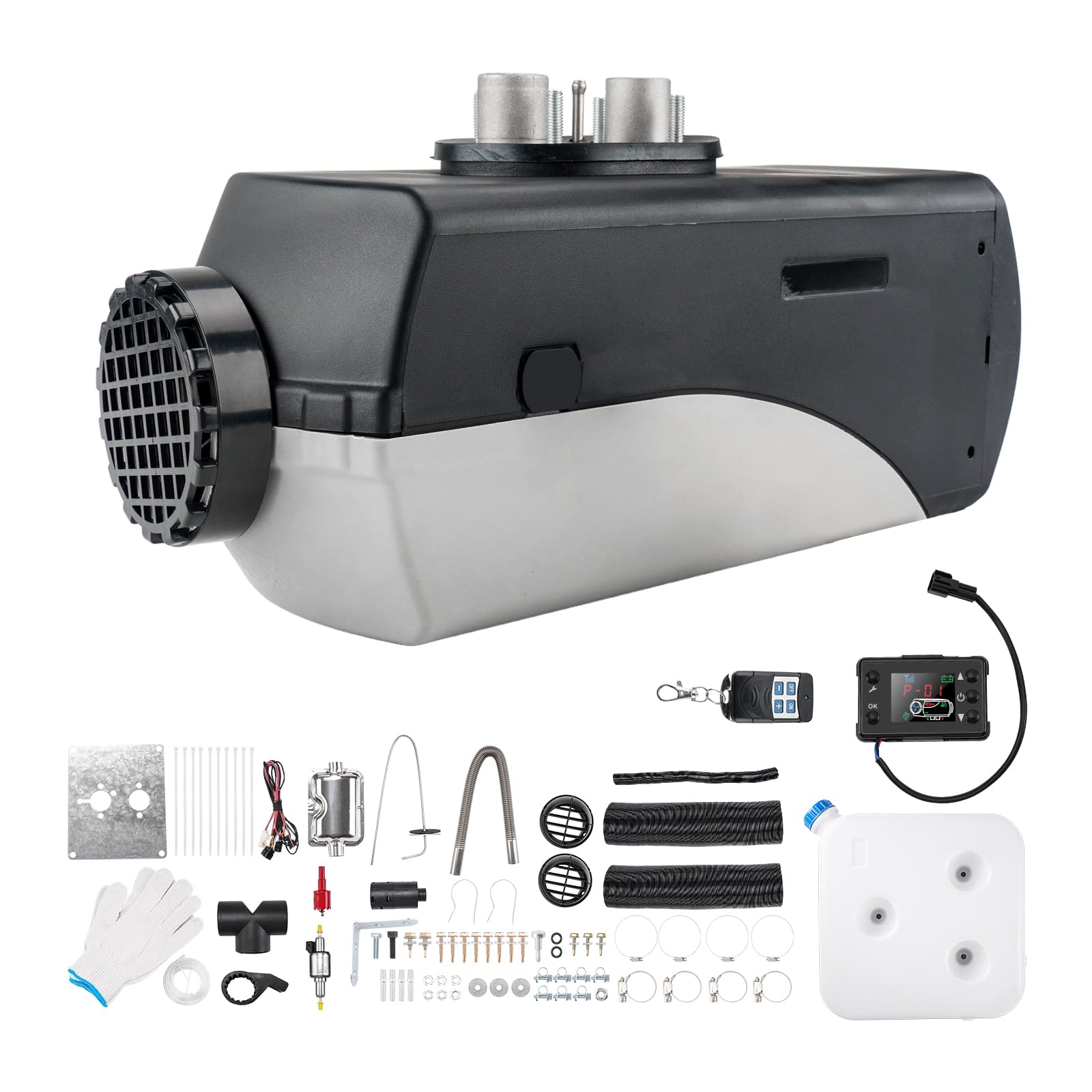 Fesuda 12V Diesel Standheizung 5KW Dieselheizung Diesel Air Diesel Heizung mit LCD Schalter Fernbedienung Schalldämpfer, Luftheizung Standheizung Auto für Auto RV Boote LKW KFZ PKW(Schwarz Grau) von Fesuda