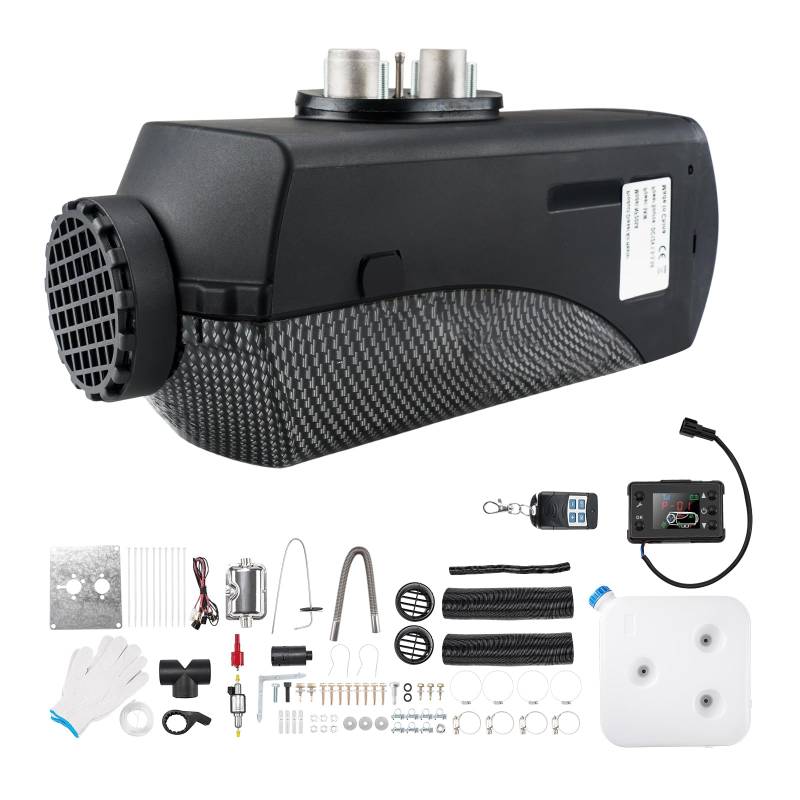 Fesuda 8KW Standheizung Diesel 12V Diesel Lufterhitzer Tragbar Luft Dieselheizung Diesel Ruhig Air Diesel Heizung w/Schalldämpfer Fernbedienung LCD-Display for Auto Boot Zeltheizung Schwarz Texturiert von Fesuda