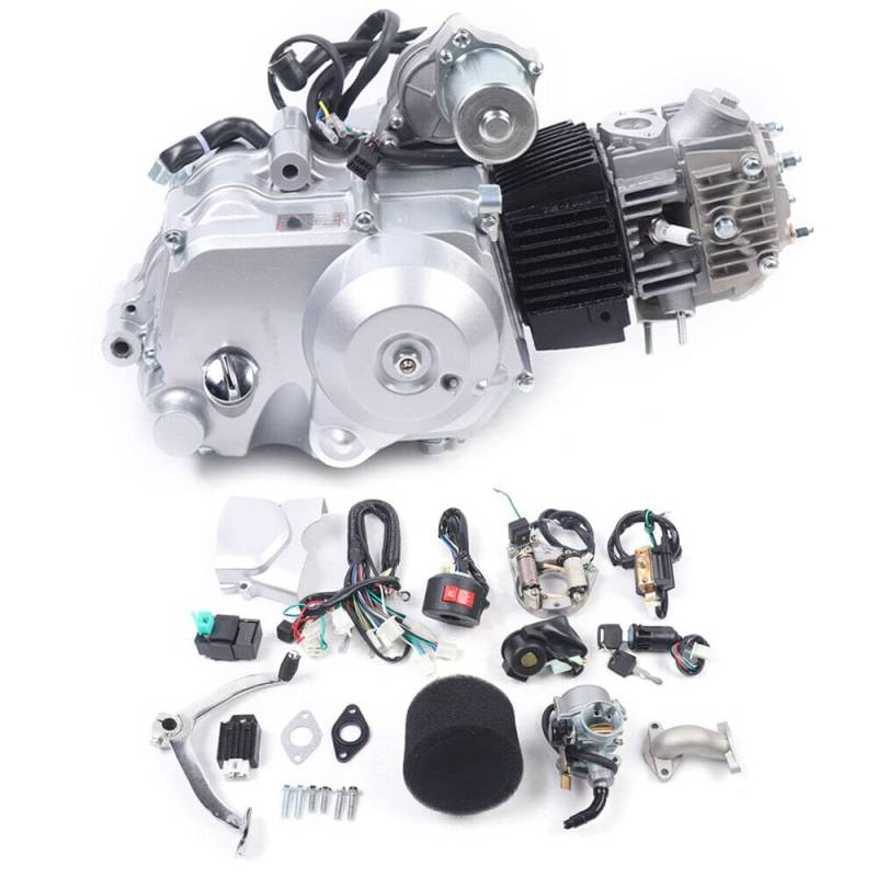 125ccm 4-Takt-Motor, halbautomatischer Einzylindermotor Luftgekühlter Elektrostarter mit Rückwärtsgang für ATV-Karts von Fetcoi