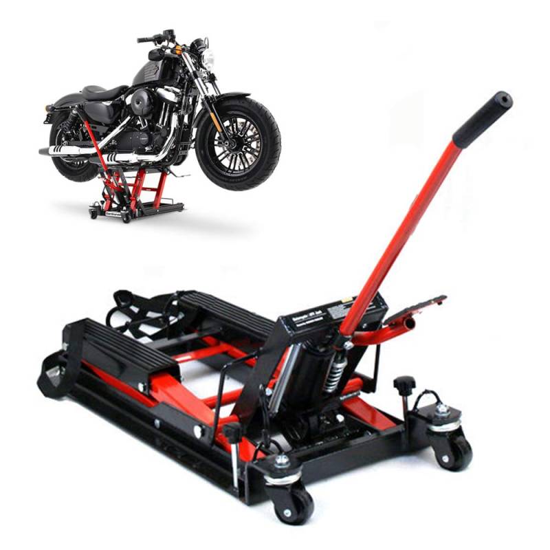 Motorrad Hebebühne 680kg Motorradheber Profi Motorradhebebühne Hydraulik Scherenheber Mini Hebebühne Lift Hydraulisch Motorcycle Jack für Verschiedene Motorradtypen | EU Stock (Rot) von Fetcoi