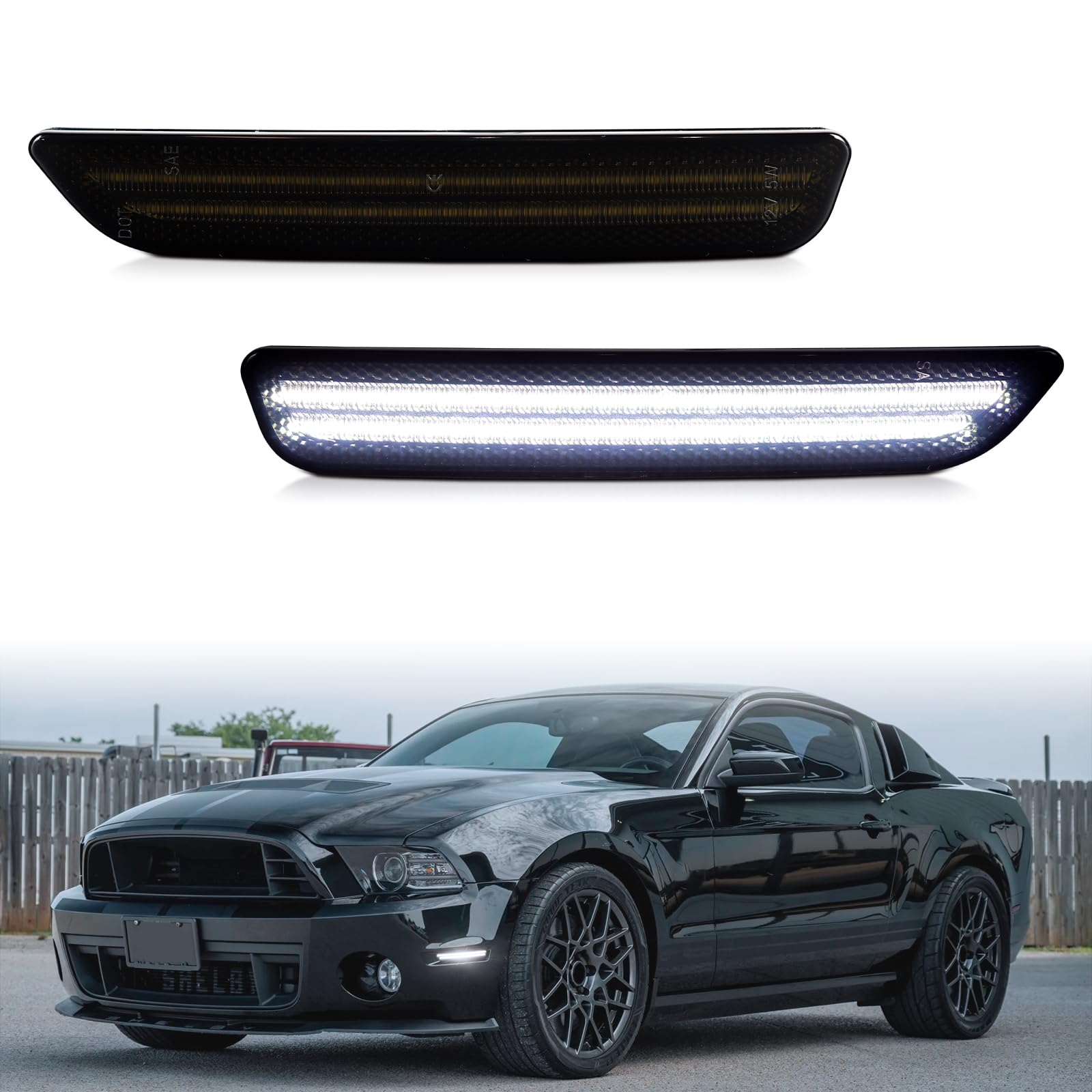 Front Bumper White LED Side Marker Reflectors Lights for Ford Mustang 2010 2011 2012 2013 2014 Fender Indicator Assembly, Pack of 2 Front Bumper White LED Side Marker Reflectors Lights for Ford Mustang 2010 2011 2012 2013 2014 Fender Indicator Assembly, Pack of 2 von FetonAuto
