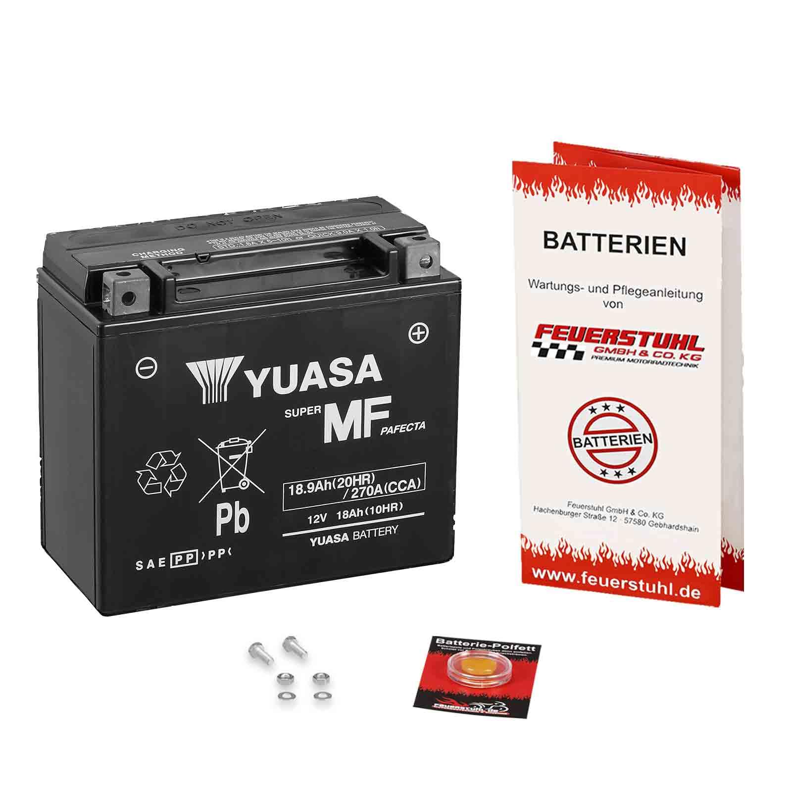 Batterie für Harley-Davidson Softail Fat Bob, 2018-2024, YUASA, wartungsfrei, einbaufertig (inkl. 7,50 Pfand) 18Ah|270A, Erstaurüsterqualität von Feuerstuhl GmbH & Co. KG