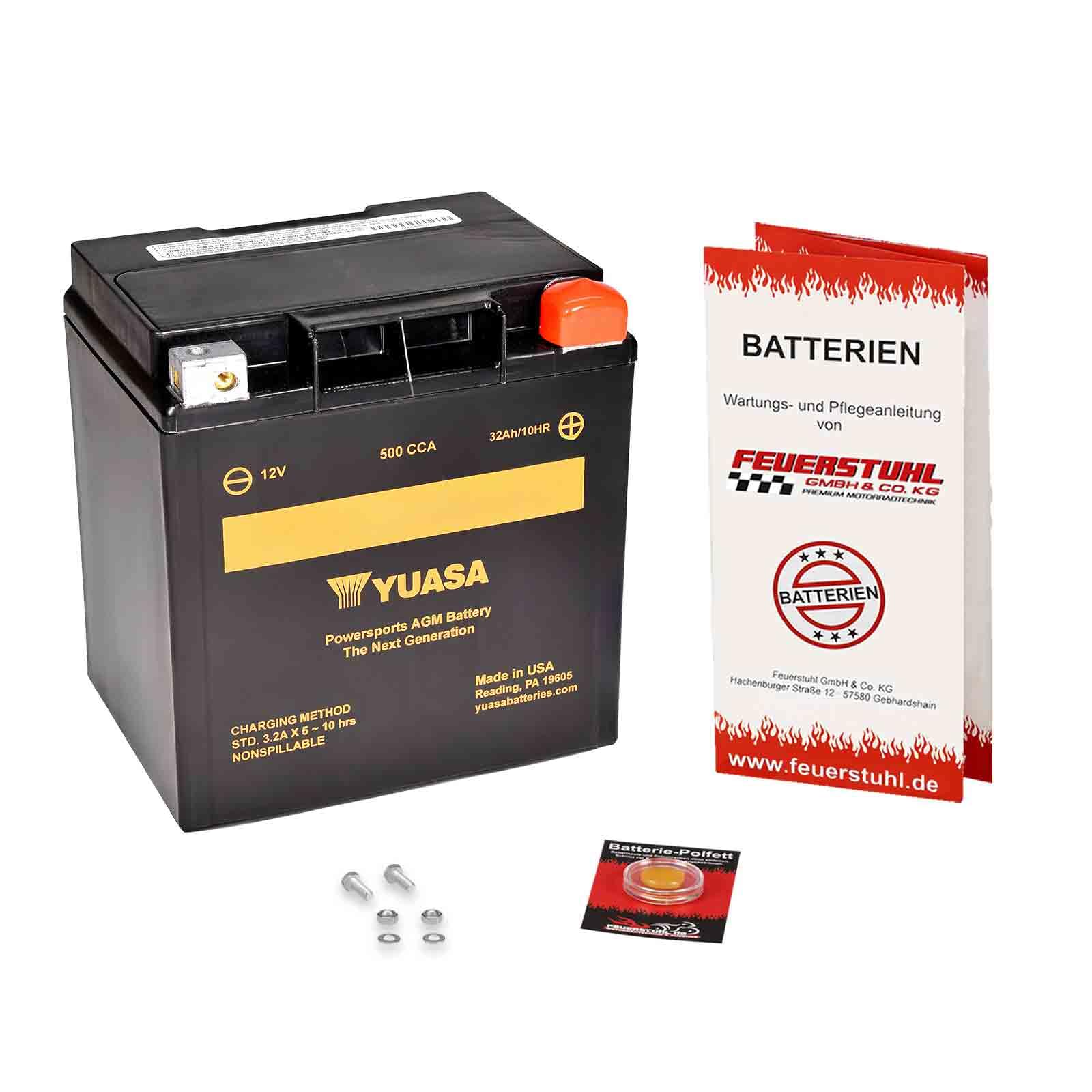 Batterie für Harley-Davidson Street Glide Special, 2014-2023, YUASA, wartungsfrei, einbaufertig (inkl. 7,50 Pfand) 32Ah|500A, Erstaurüsterqualität von Feuerstuhl GmbH & Co. KG