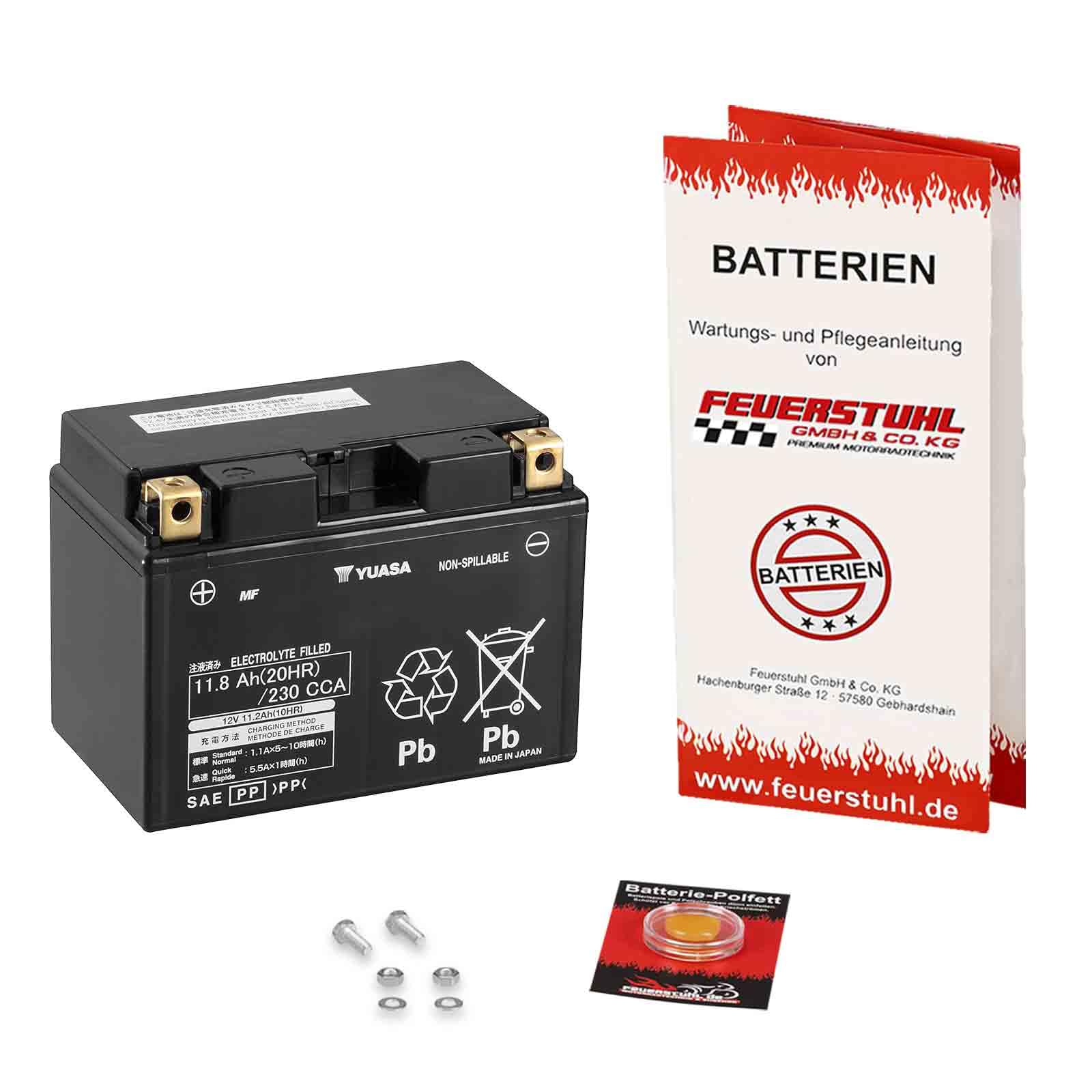 Batterie für Honda VT 750 CS Shadow, 2010-2016 (RC50) YUASA, wartungsfrei, einbaufertig (inkl. 7,50 Pfand) Erstausrüsterqualität von Feuerstuhl GmbH & Co. KG