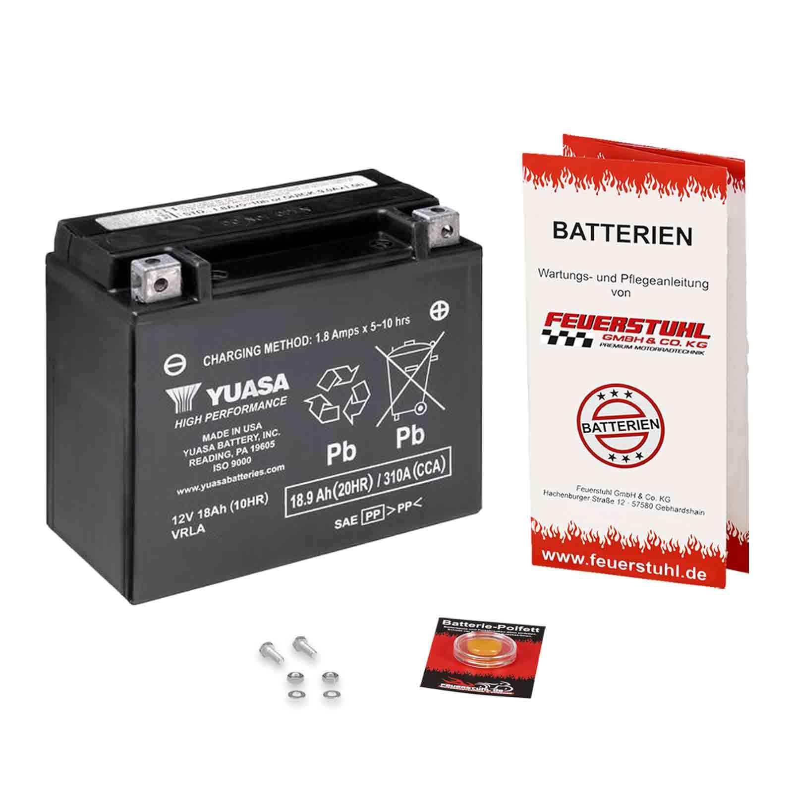 Batterie für Indian Super Chief Limited, 2022-2023, YUASA, wartungsfrei, einbaufertig (inkl. 7,50 Pfand) 18Ah|310A, Erstausrüsterqualität von Feuerstuhl GmbH & Co. KG