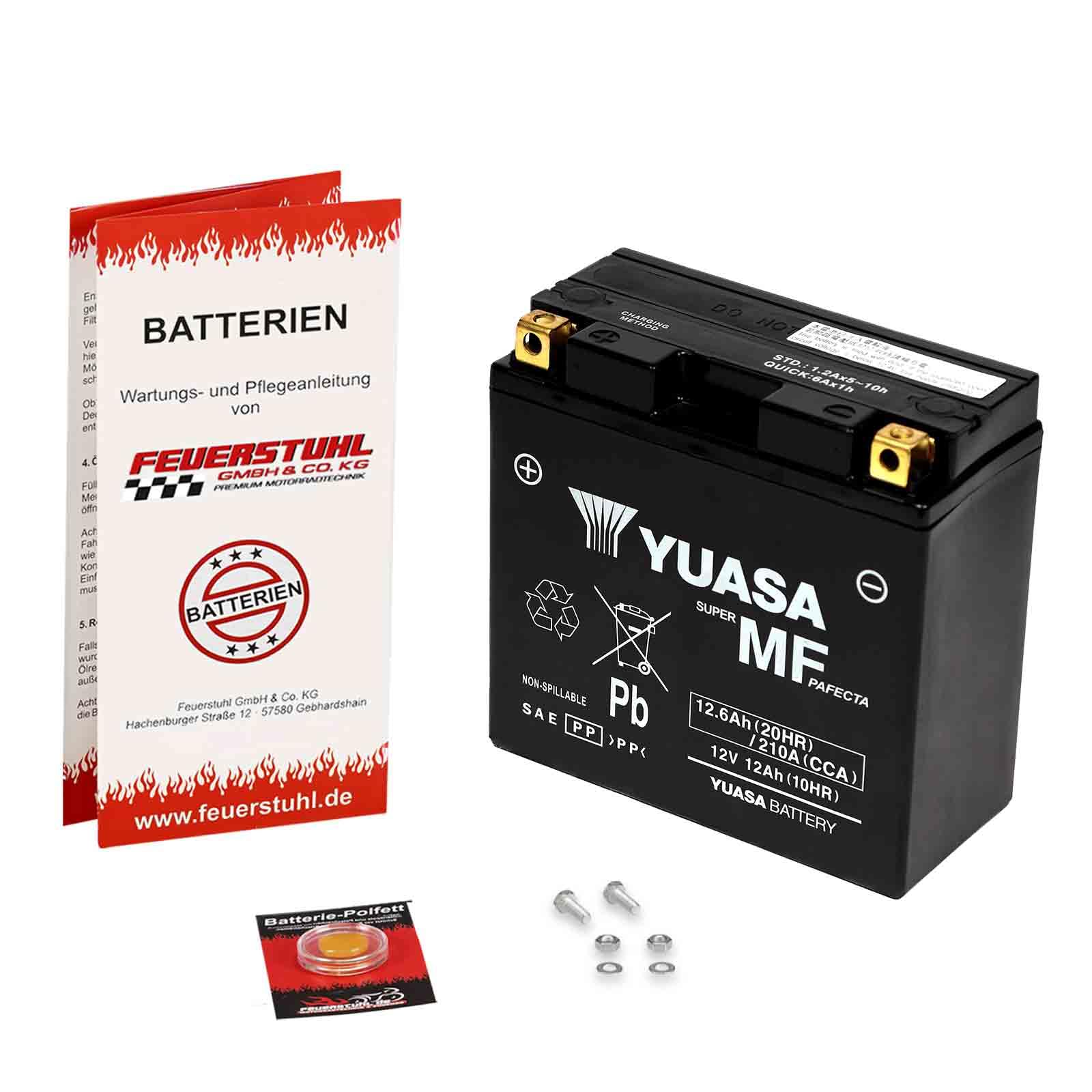 Batterie für Yamaha XVS 1100 A Drag Star Classic, 2000-2002 (VP05) YUASA, wartungsfrei, einbaufertig (inkl. 7,50 Pfand) Erstausrüsterqualität von Feuerstuhl GmbH & Co. KG