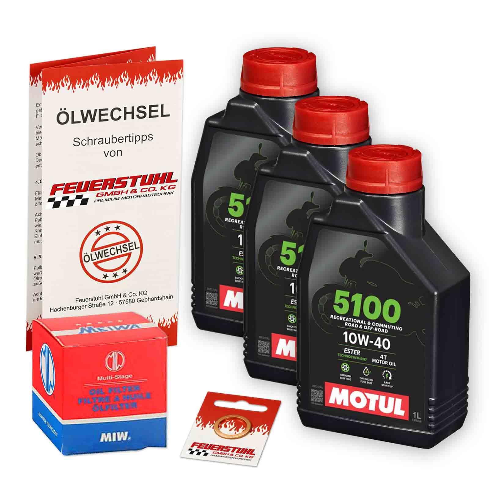 Öl & Ölfilter für Honda CB 400 N, 1978-1984, Ölwechsel Set 10W-40 ESTER Motoröl + MiW Filter + Dichtring(e) von Feuerstuhl GmbH & Co. KG