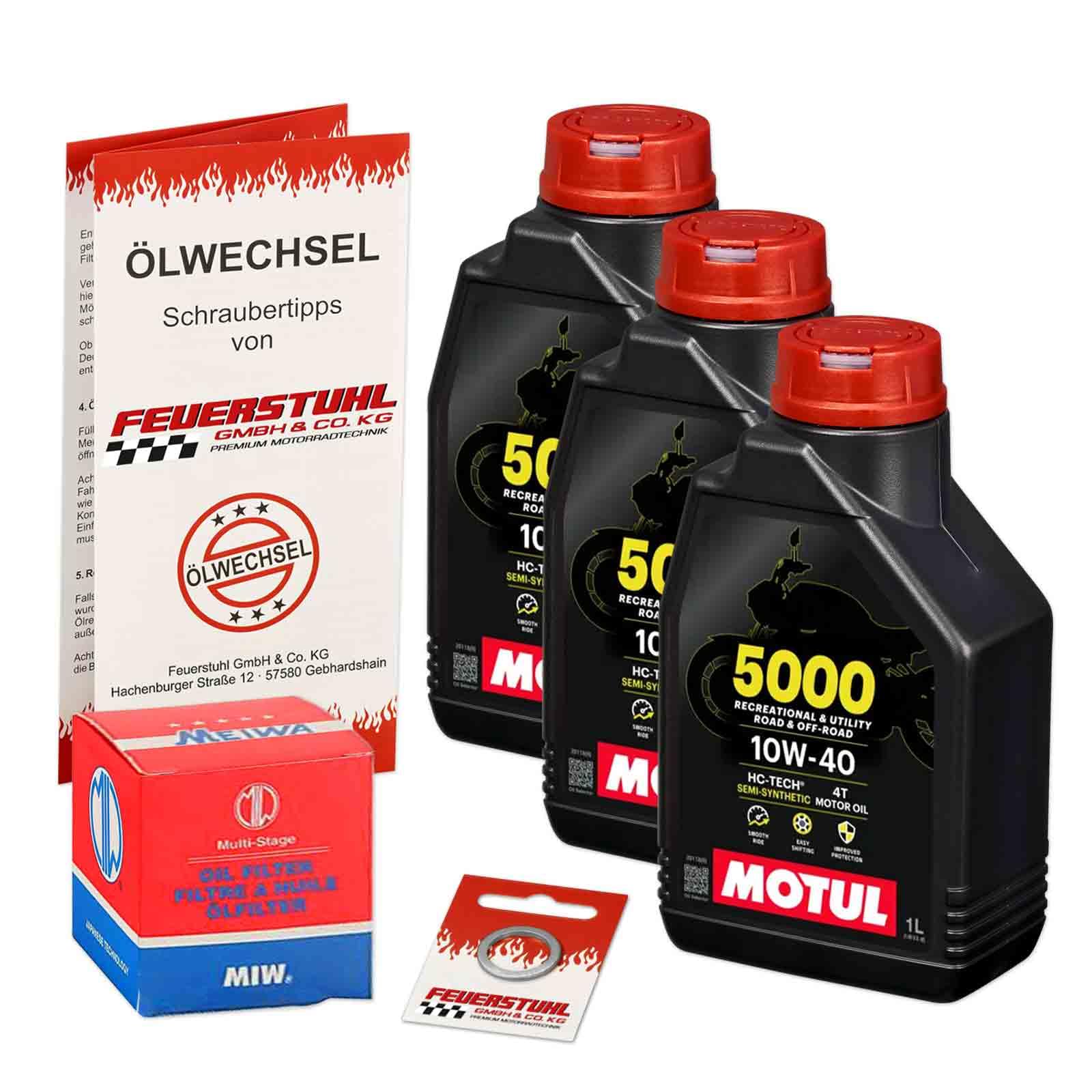 Öl & Ölfilter für Honda CB 600 Hornet, 2007-2013 (PC41), Ölwechsel Set 10W-40 Motoröl + MiW Filter + Dichtring(e) von Feuerstuhl GmbH & Co. KG
