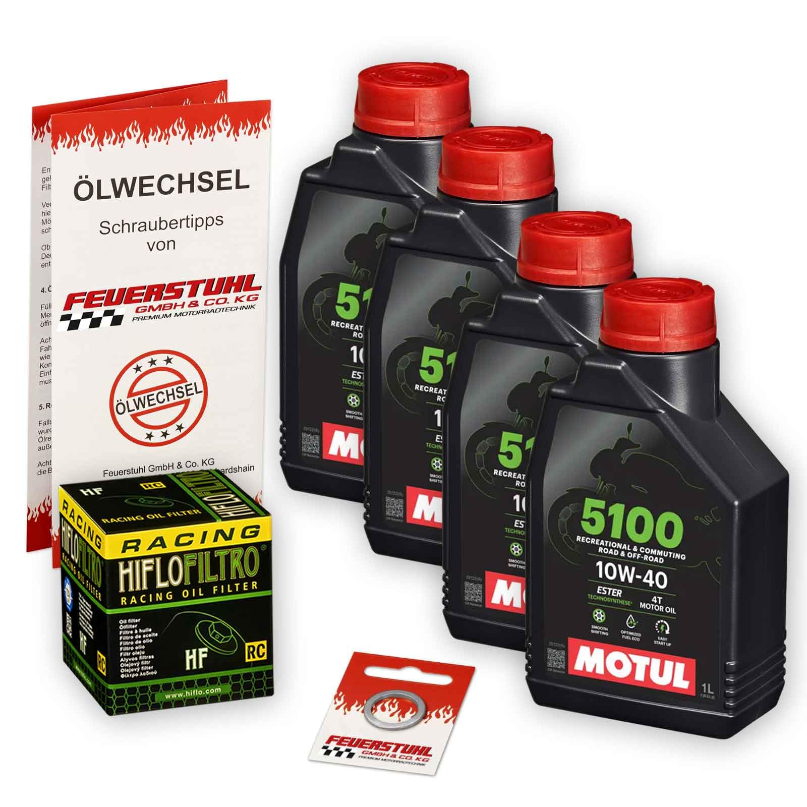 Öl & Ölfilter für Honda CB 600 Hornet/S, 1998-2001 (PC34), Ölwechsel Set 10W-40 ESTER Motoröl + HiFlo RACING Filter + Dichtring(e) von Feuerstuhl GmbH & Co. KG