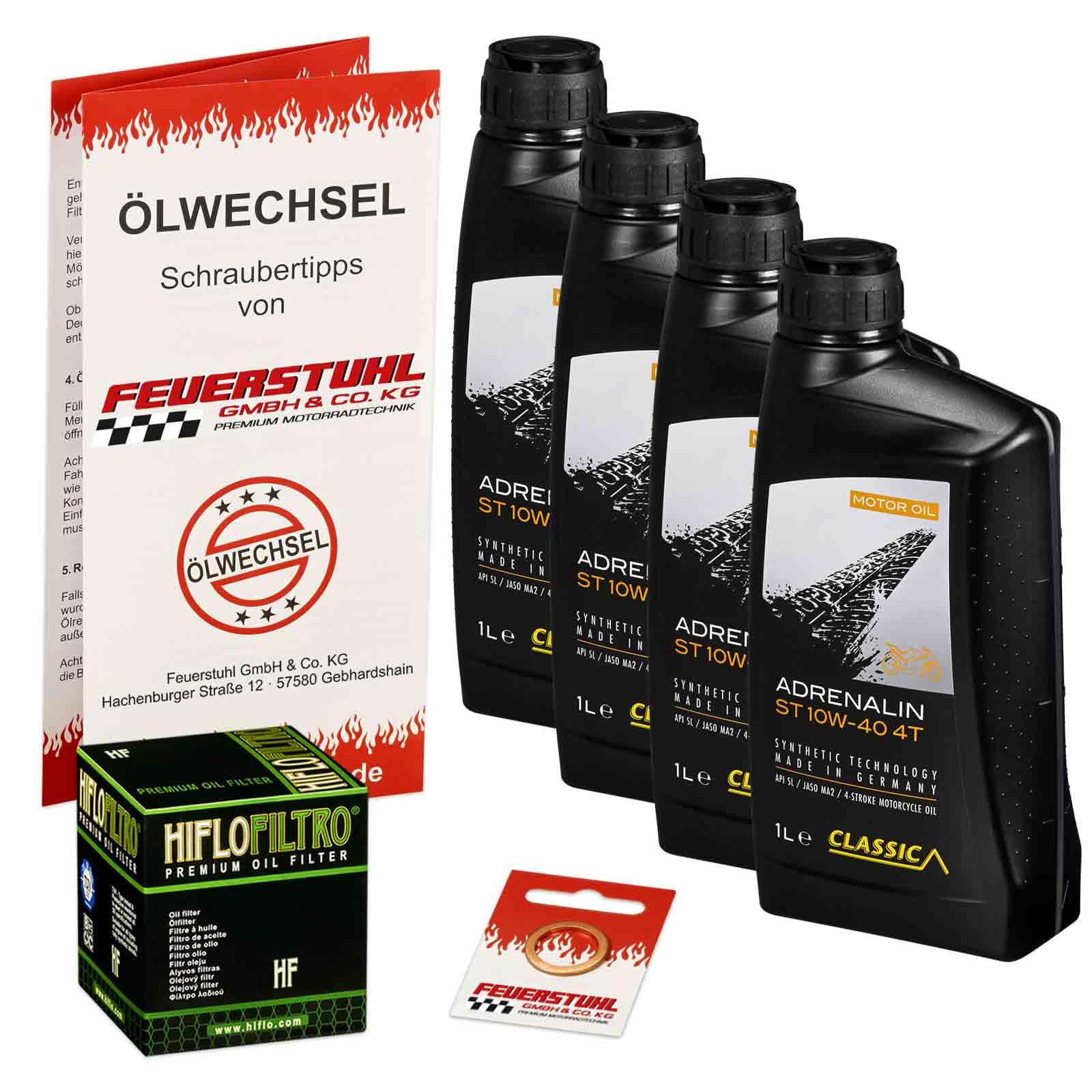 Öl & Ölfilter für Honda CB 650, 1979-1982 (RC03), Ölwechsel Set, Classic 10W-40 Motoröl + HiFlo Filter + Dichtring(e) von Feuerstuhl GmbH & Co. KG