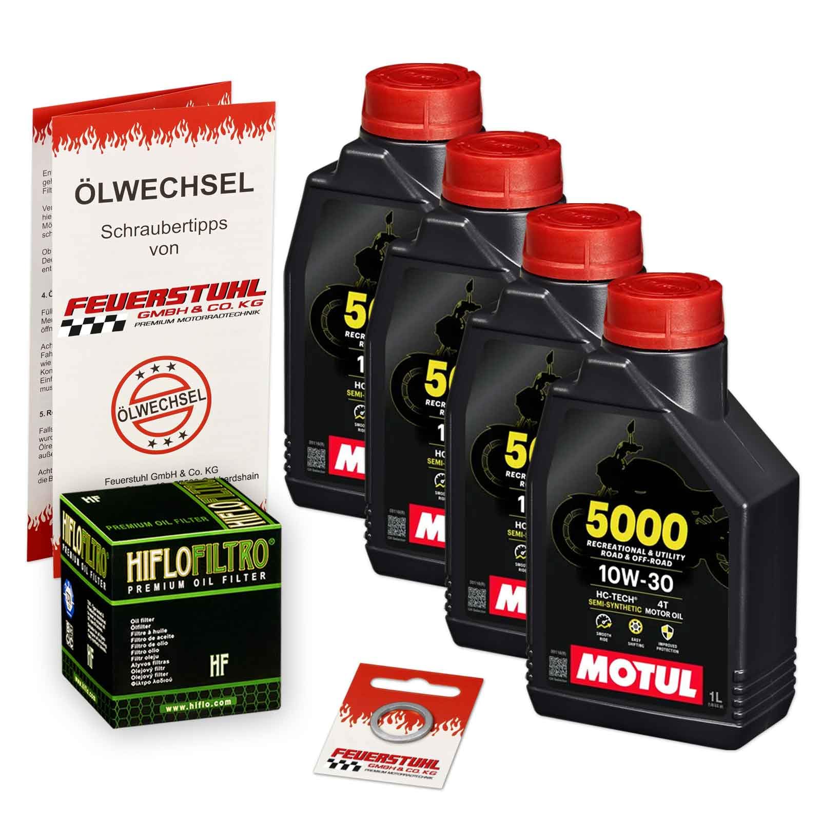 Öl & Ölfilter für Honda CB 750 Hornet, 2023 (RH12), Ölwechsel Set 10W-30 Motoröl + HiFlo Filter + Dichtring(e) von Feuerstuhl GmbH & Co. KG