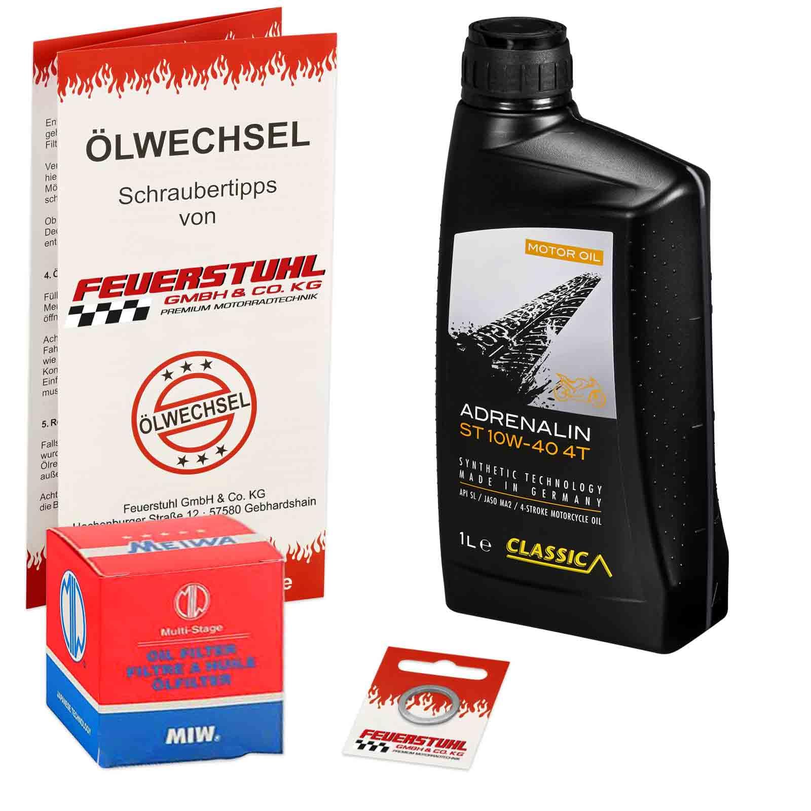 Öl & Ölfilter für Honda CBF 125, 2009-2015 (JC40), Ölwechsel Set, Classic 10W-40 Motoröl + HiFlo Filter + Dichtring(e) von Feuerstuhl GmbH & Co. KG