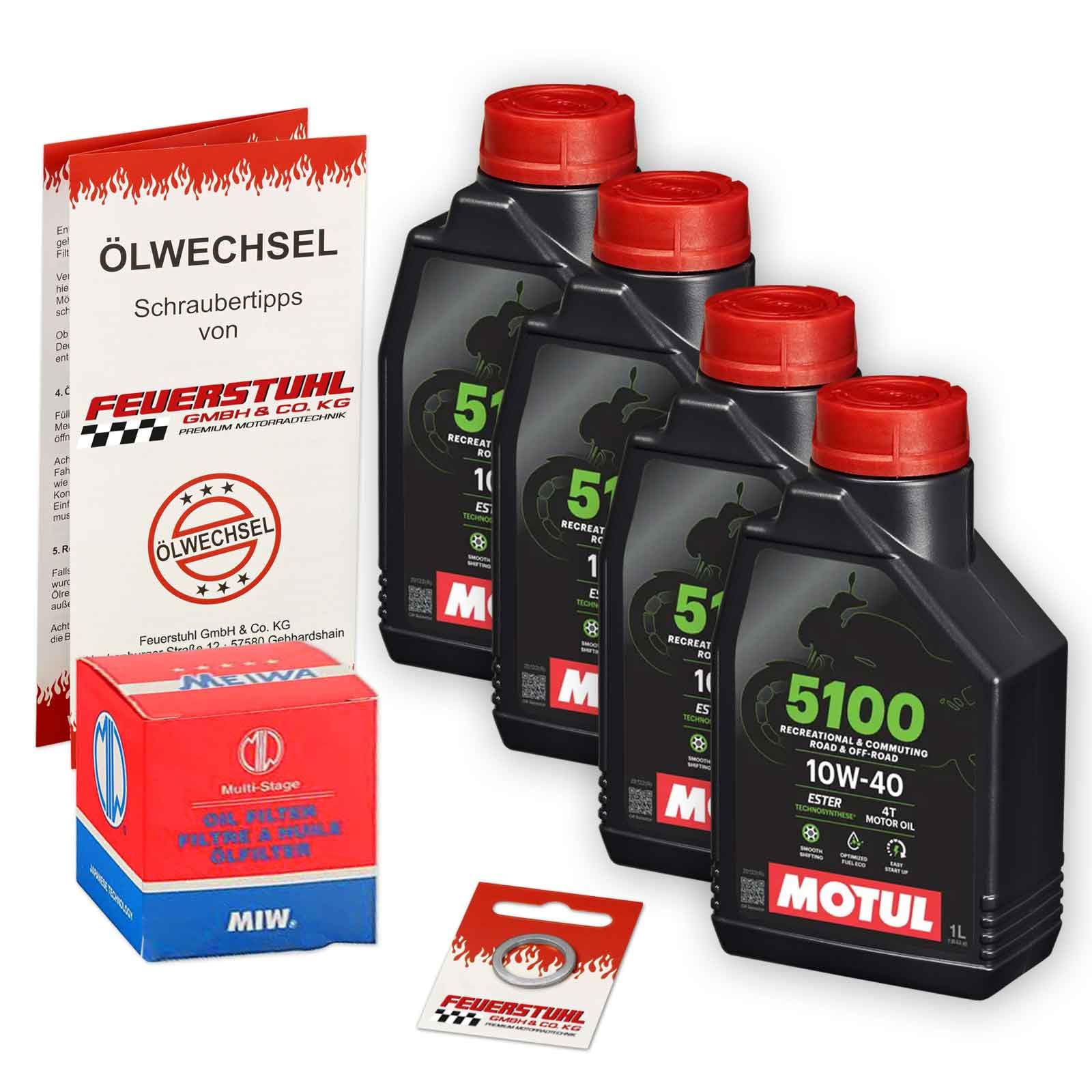 Öl & Ölfilter für Honda CBR 900 RR Fireblade, 2002-2003 (SC50), Ölwechsel Set 10W-40 ESTER Motoröl + MiW Filter + Dichtring(e) von Feuerstuhl GmbH & Co. KG