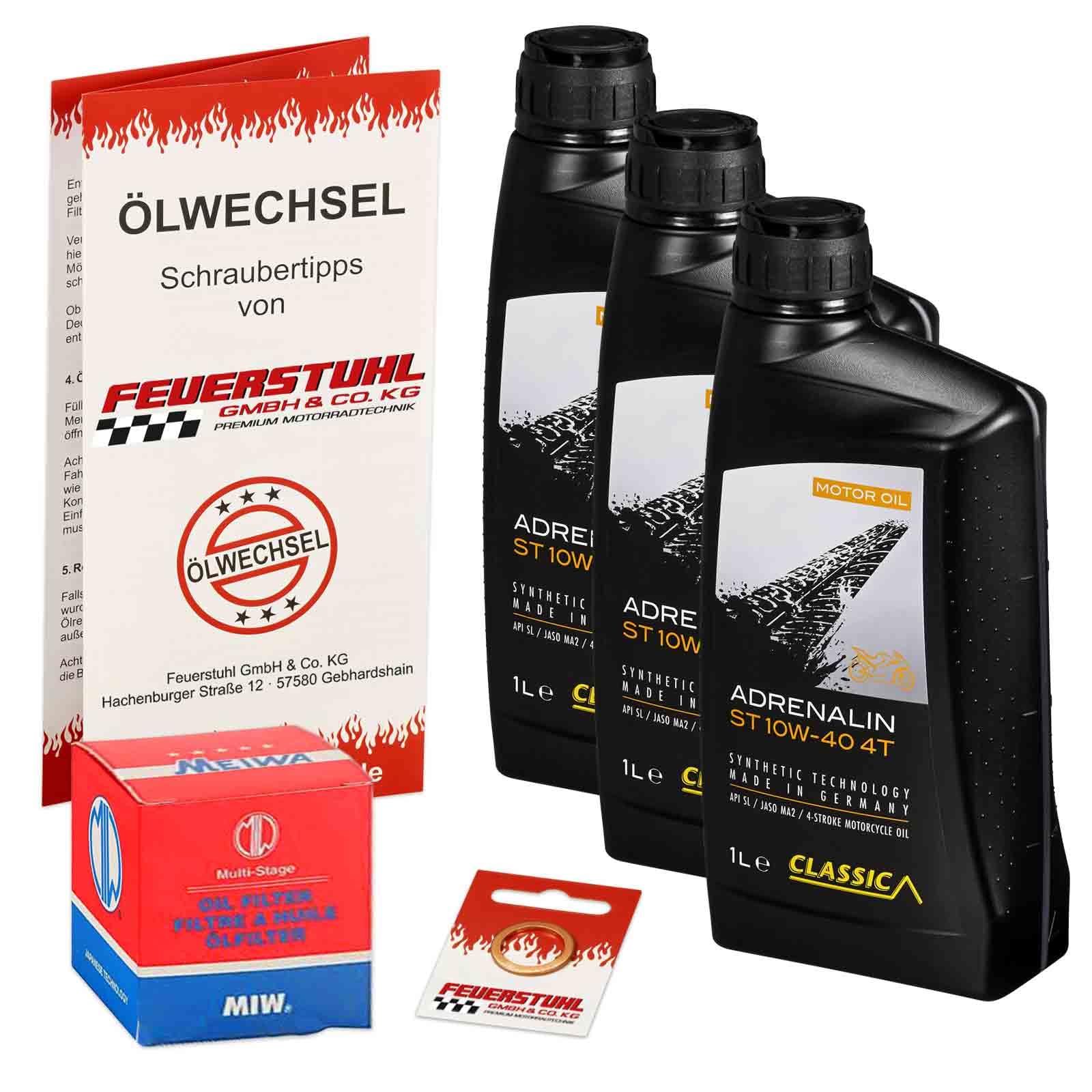 Öl & Ölfilter für Honda CBX 550 F, 1982-1985 (PC04), Ölwechsel Set, Classic 10W-40 Motoröl + MiW Filter + Dichtring(e) von Feuerstuhl GmbH & Co. KG