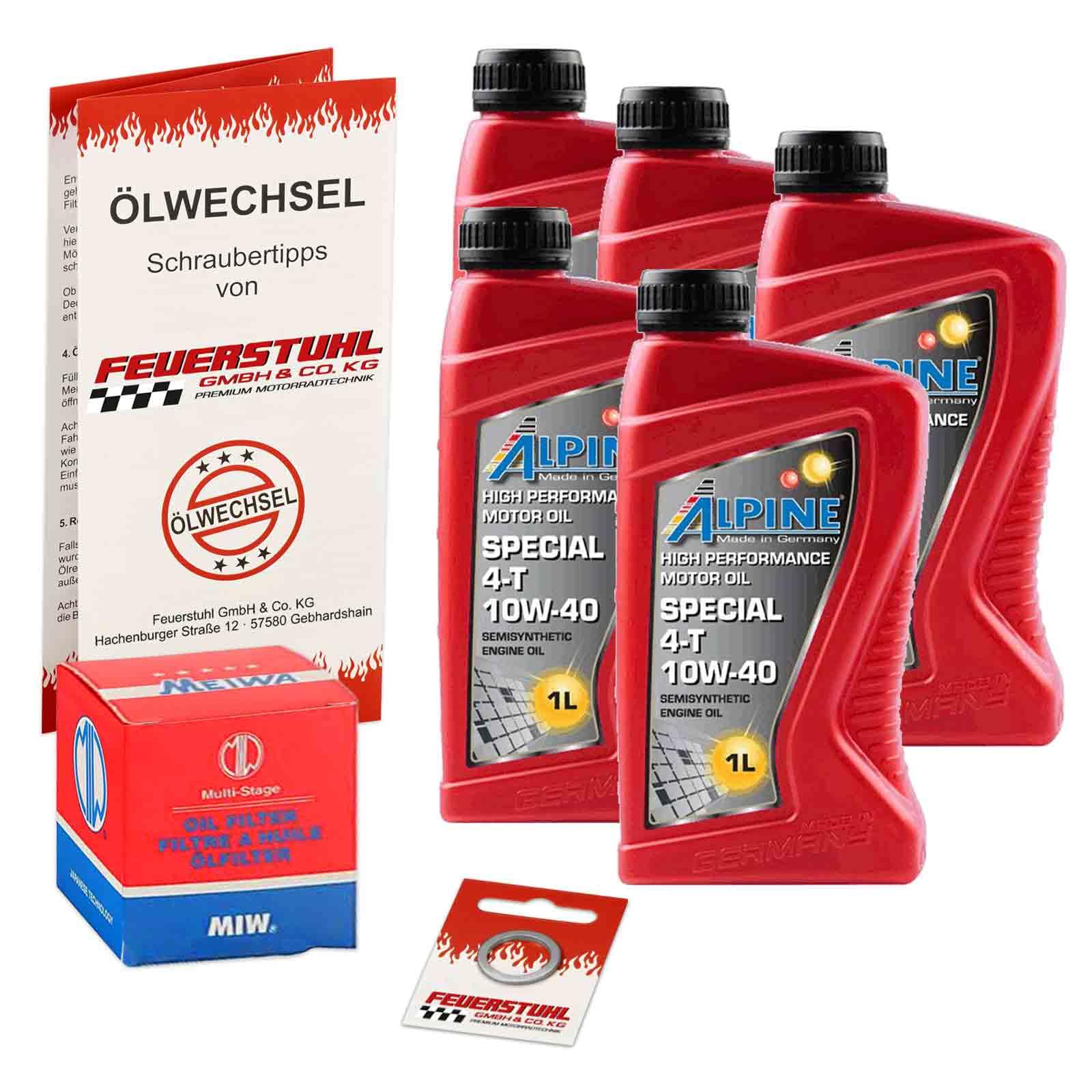 Öl & Ölfilter für Honda CRF 1000 L Africa Twin, 2015-2016 (SD04), Ölwechsel Set, Alpine 10W-40 Motoröl + MiW Filter + Dichtring(e) von Feuerstuhl GmbH & Co. KG