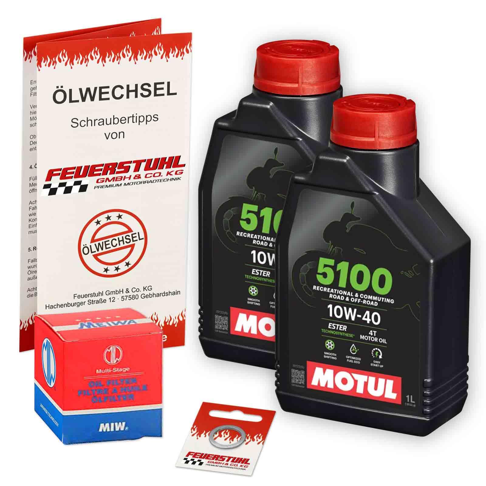 Öl & Ölfilter für Honda CRF 250 L, 2017-2020 (MD44), Ölwechsel Set 10W-40 ESTER Motoröl + MiW Filter + Dichtring(e) von Feuerstuhl GmbH & Co. KG