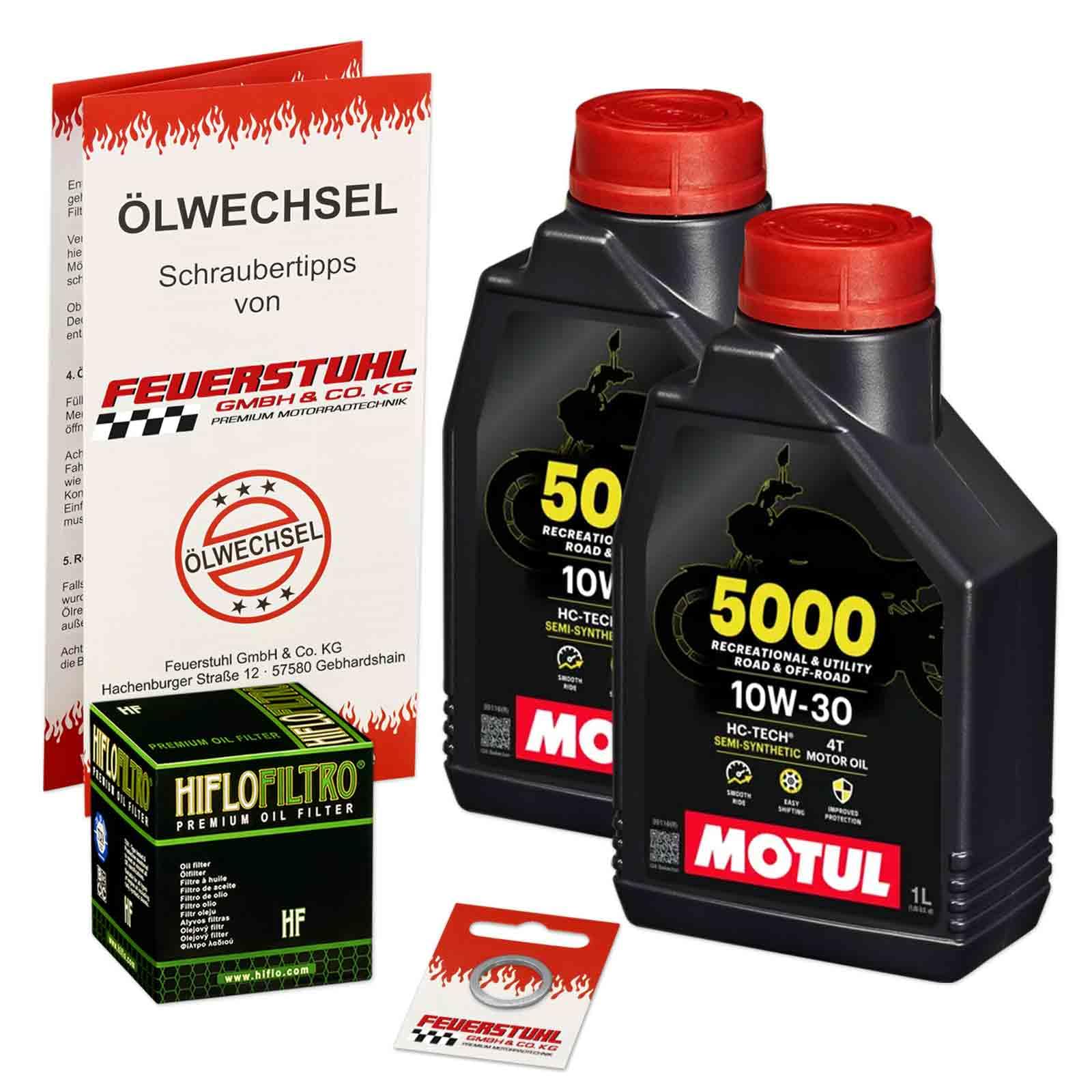 Öl & Ölfilter für Honda CRF 300 L, 2021-2023 (ND16), Ölwechsel Set 10W-30 Motoröl + HiFlo Filter + Dichtring(e) von Feuerstuhl GmbH & Co. KG