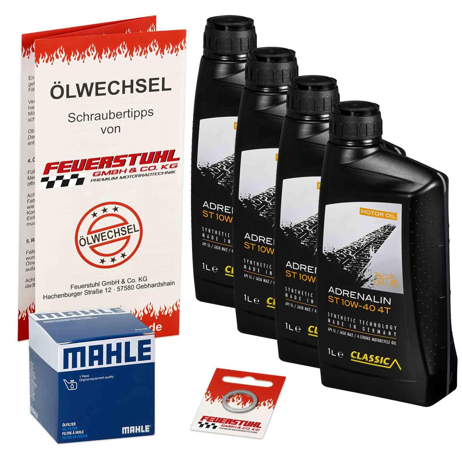 Öl & Ölfilter für Honda F6C Valkyrie, 1996-2003 (SC34), Ölwechsel Set, Classic 10W-40 Motoröl + Mahle Filter + Dichtring(e) von Feuerstuhl GmbH & Co. KG