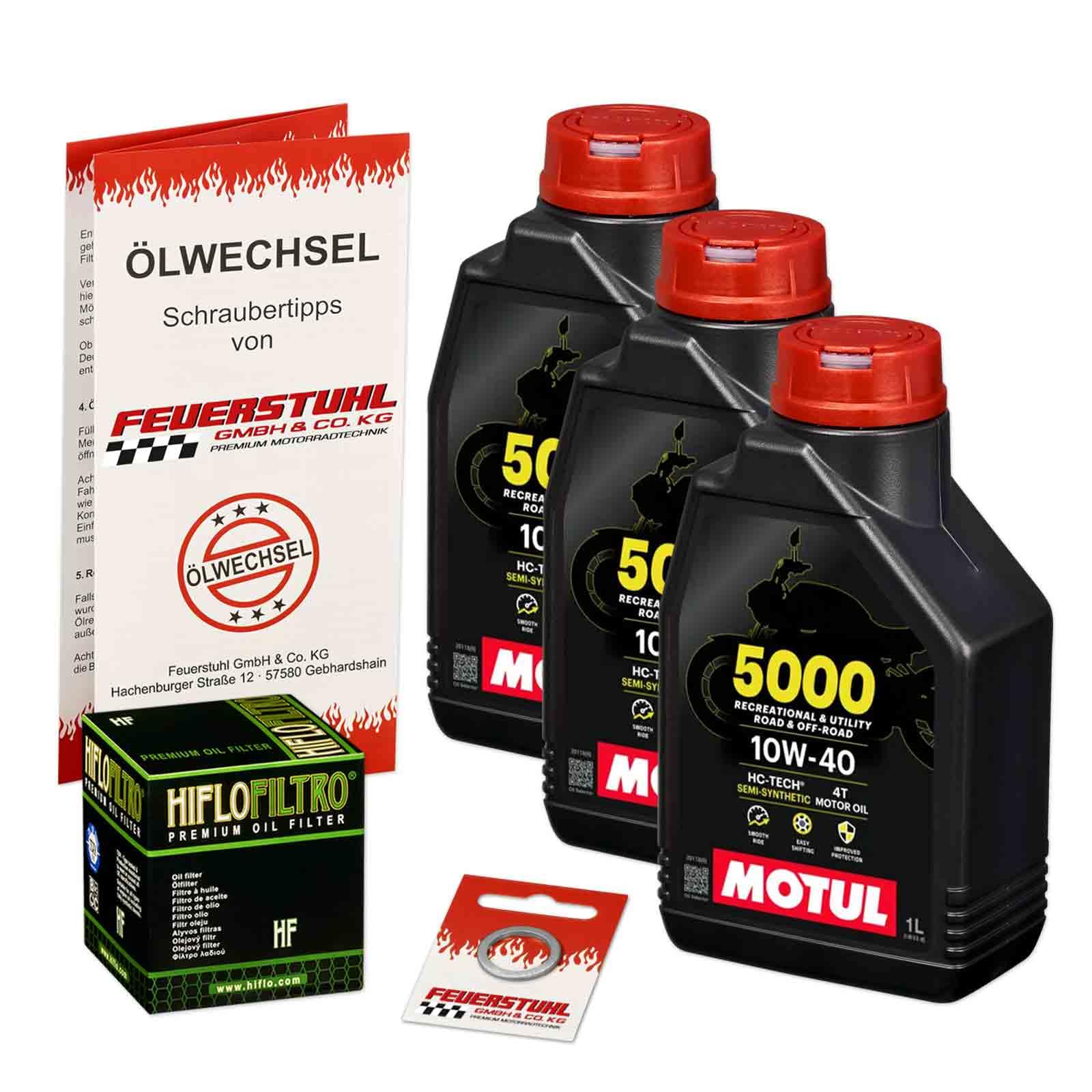 Öl & Ölfilter für Honda FMX 650, 2005-2007 (RD12), Ölwechsel Set 10W-40 Motoröl + HiFlo Filter + Dichtring(e) von Feuerstuhl GmbH & Co. KG