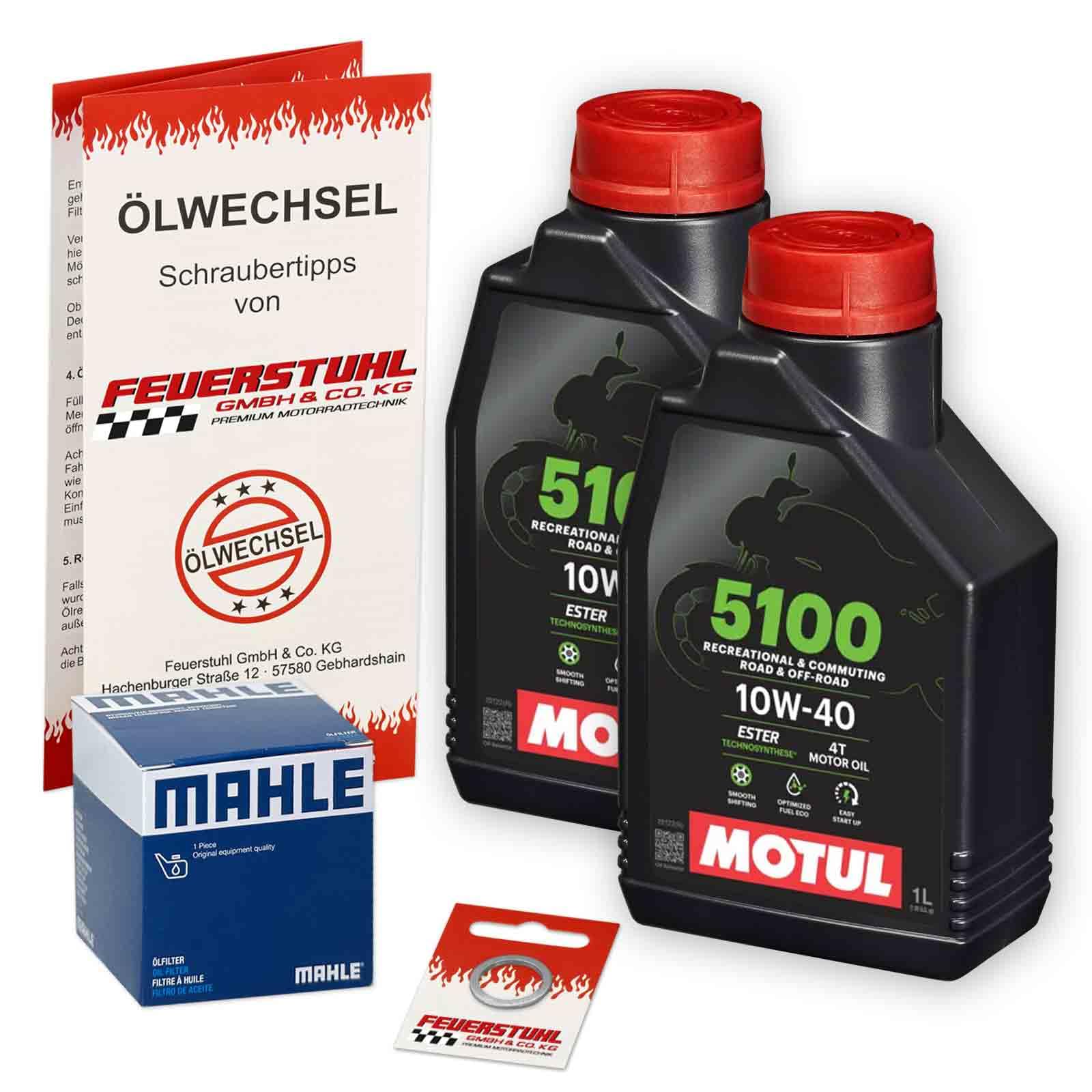 Öl & Ölfilter für Honda Forza 350, 2021-2023 (NF10), Ölwechsel Set 10W-40 ESTER Motoröl + Mahle Filter + Dichtring(e) von Feuerstuhl GmbH & Co. KG