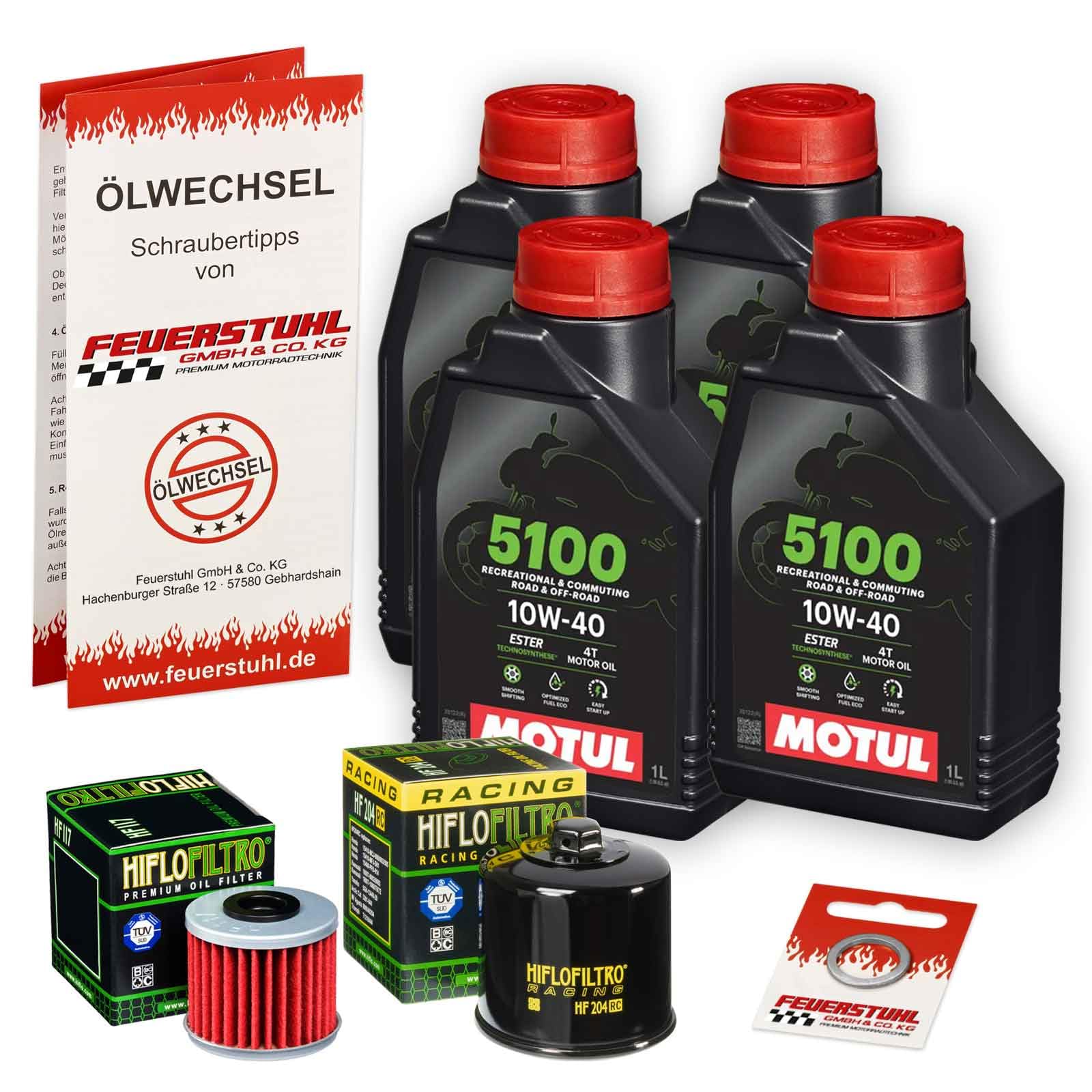 Öl & Ölfilter für Honda Forza 750, 2021-2023 (RH11), Ölwechsel Set 10W-40 ESTER Motoröl + HiFlo RACING Filter + Dichtring(e) von Feuerstuhl GmbH & Co. KG