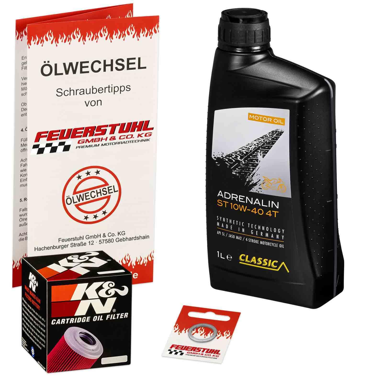 Öl & Ölfilter für Honda MSX 125 Grom, 2021-2023 (JC92), Ölwechsel Set, Classic 10W-40 Motoröl + K&N Filter + Dichtring(e) von Feuerstuhl GmbH & Co. KG