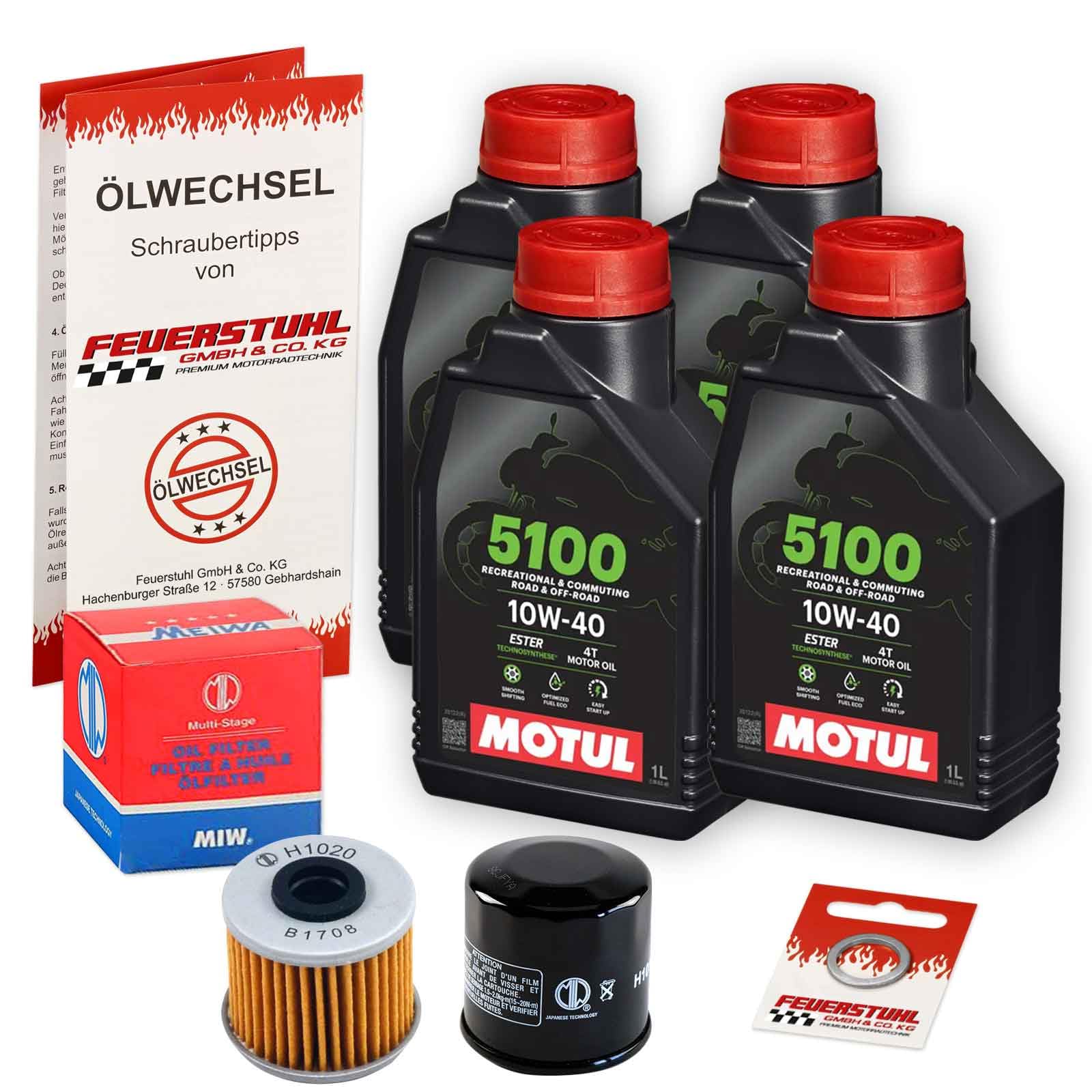 Öl & Ölfilter für Honda NC 700 S DCT, 2012-2013 (RC61), Ölwechsel Set 10W-40 ESTER Motoröl + MiW Filter + Dichtring(e) von Feuerstuhl GmbH & Co. KG