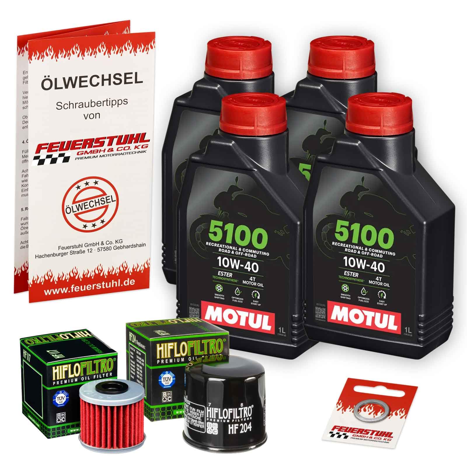 Öl & Ölfilter für Honda NC 750 X DCT, 2014-2015 (RC72), Ölwechsel Set 10W-40 ESTER Motoröl + HiFlo Filter + Dichtring(e) von Feuerstuhl GmbH & Co. KG