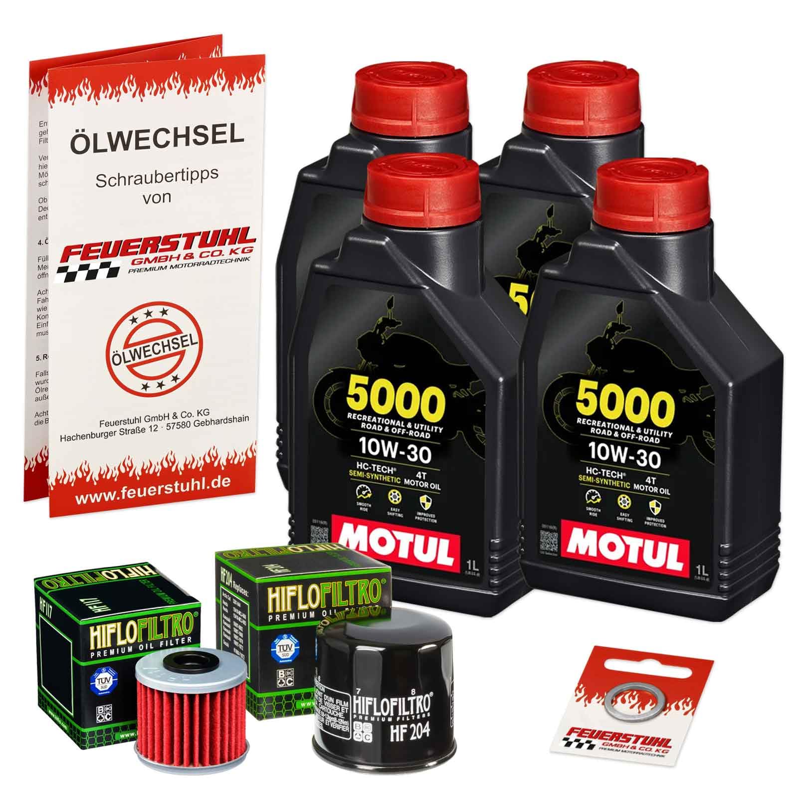Öl & Ölfilter für Honda NC 750 X DCT, 2021-2023 (RH09), Ölwechsel Set 10W-30 Motoröl + HiFlo Filter + Dichtring(e) von Feuerstuhl GmbH & Co. KG