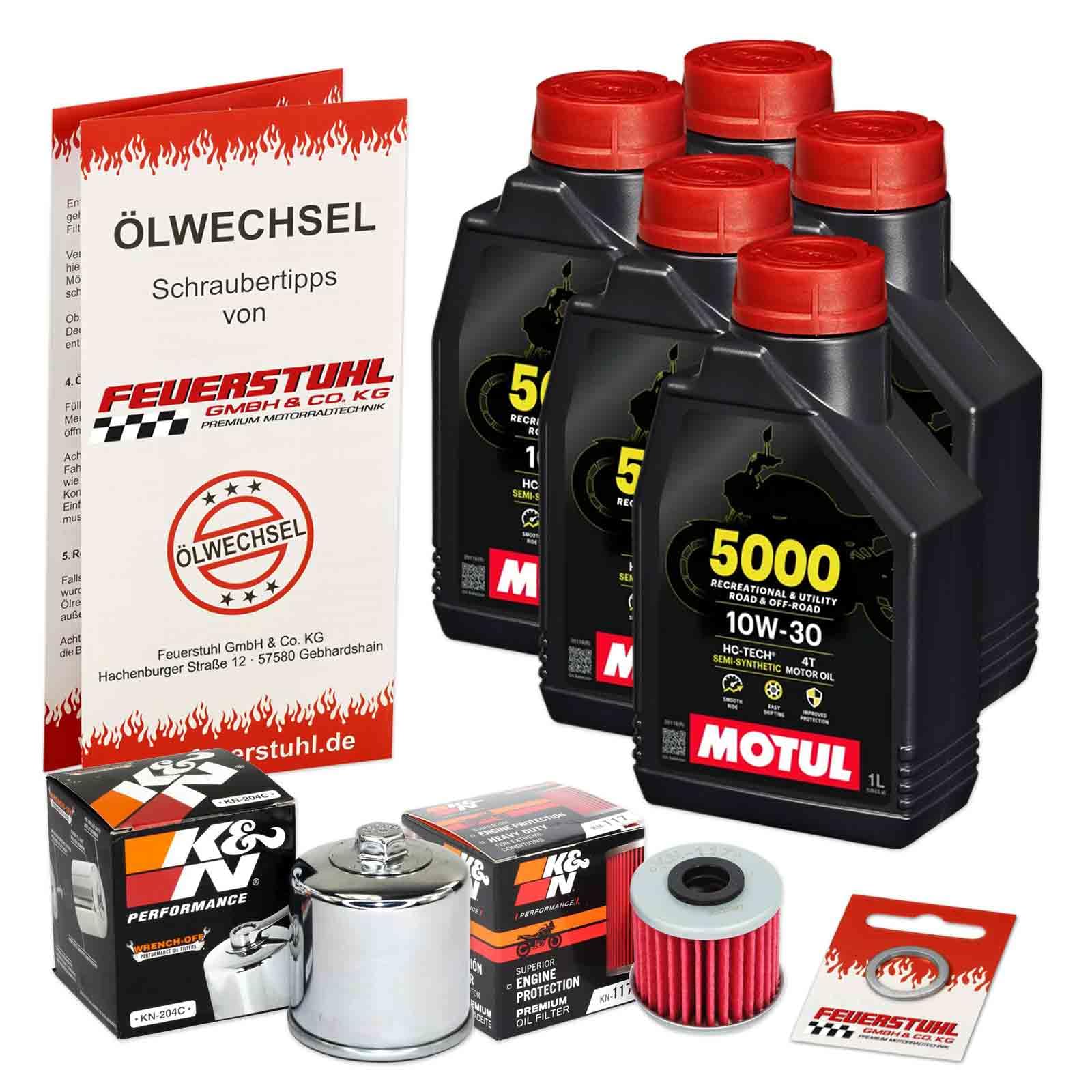 Öl & Ölfilter für Honda NT 1100 DCT, 2022-2023 (SC84), Ölwechsel Set 10W-30 Motoröl + K&N RACING Filter + Dichtring(e) von Feuerstuhl GmbH & Co. KG