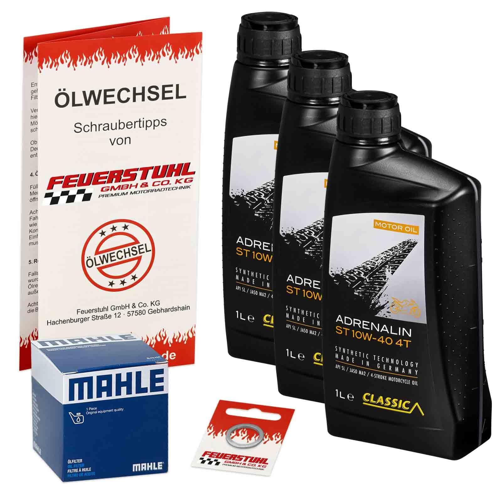 Öl & Ölfilter für Honda NT 650 V Deauville, 1998-2005 (RC47), Ölwechsel Set, Classic 10W-40 Motoröl + Mahle Filter + Dichtring(e) von Feuerstuhl GmbH & Co. KG