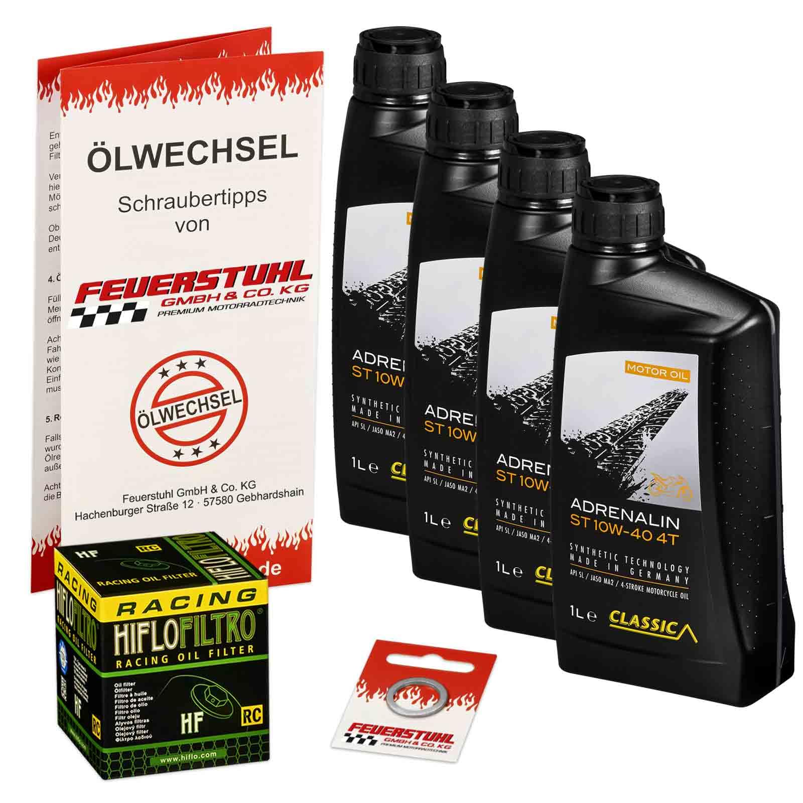 Öl & Ölfilter für Honda ST 1100 Pan European, 1990-2001 (SC26), Ölwechsel Set, Classic 10W-40 Motoröl + HiFlo RACING Filter + Dichtring(e) von Feuerstuhl GmbH & Co. KG