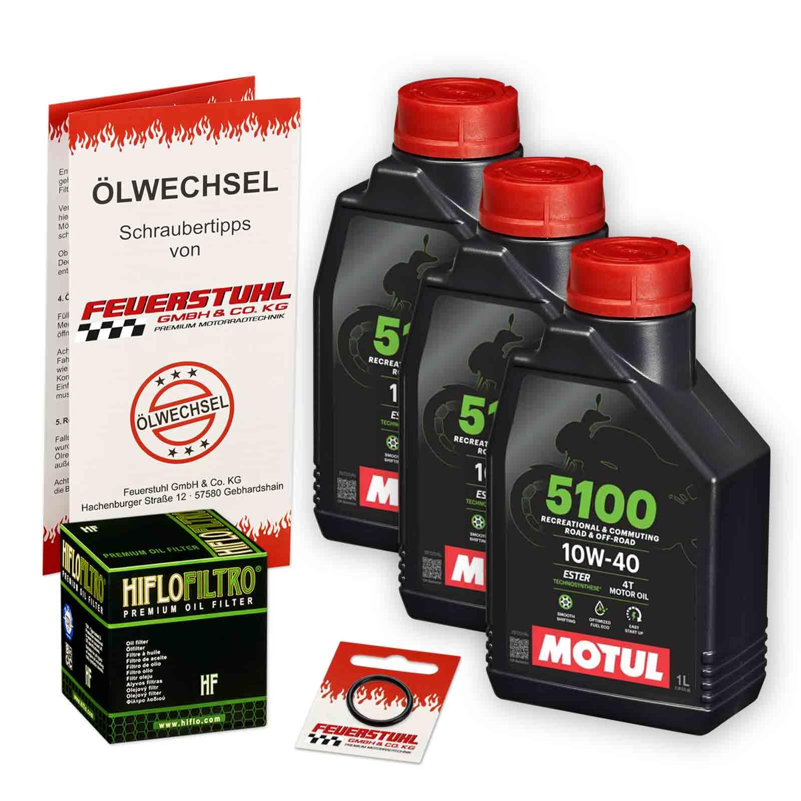 Öl & Ölfilter für Honda SW-T 600, 2011-2013 (PF01), Ölwechsel Set 10W-40 ESTER Motoröl + HiFlo Filter + Dichtring(e) von Feuerstuhl GmbH & Co. KG