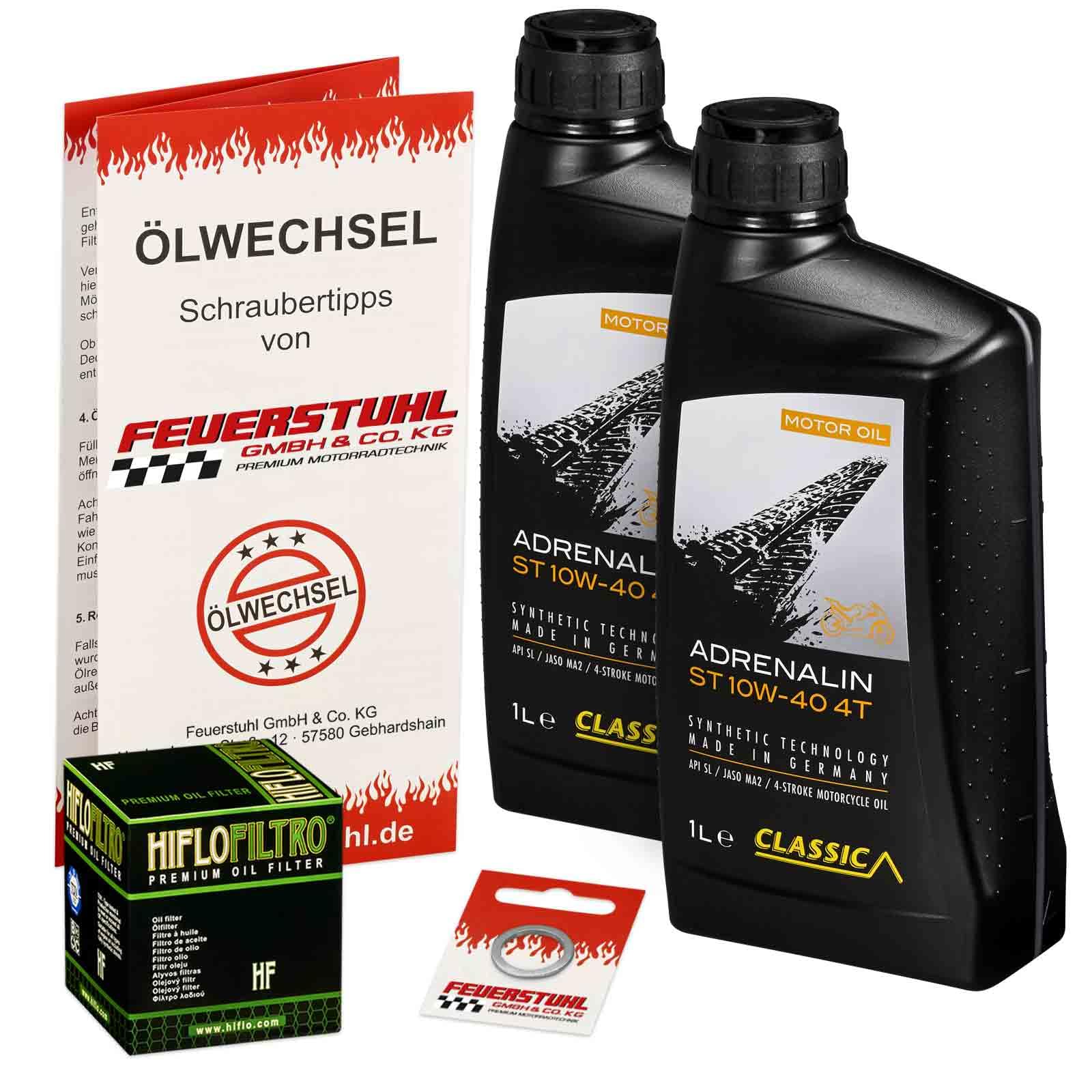 Öl & Ölfilter für Honda VT 125 C/C2 Shadow, 1999-2000 (JC29), Ölwechsel Set, Classic 10W-40 Motoröl + HiFlo Filter + Dichtring(e) von Feuerstuhl GmbH & Co. KG