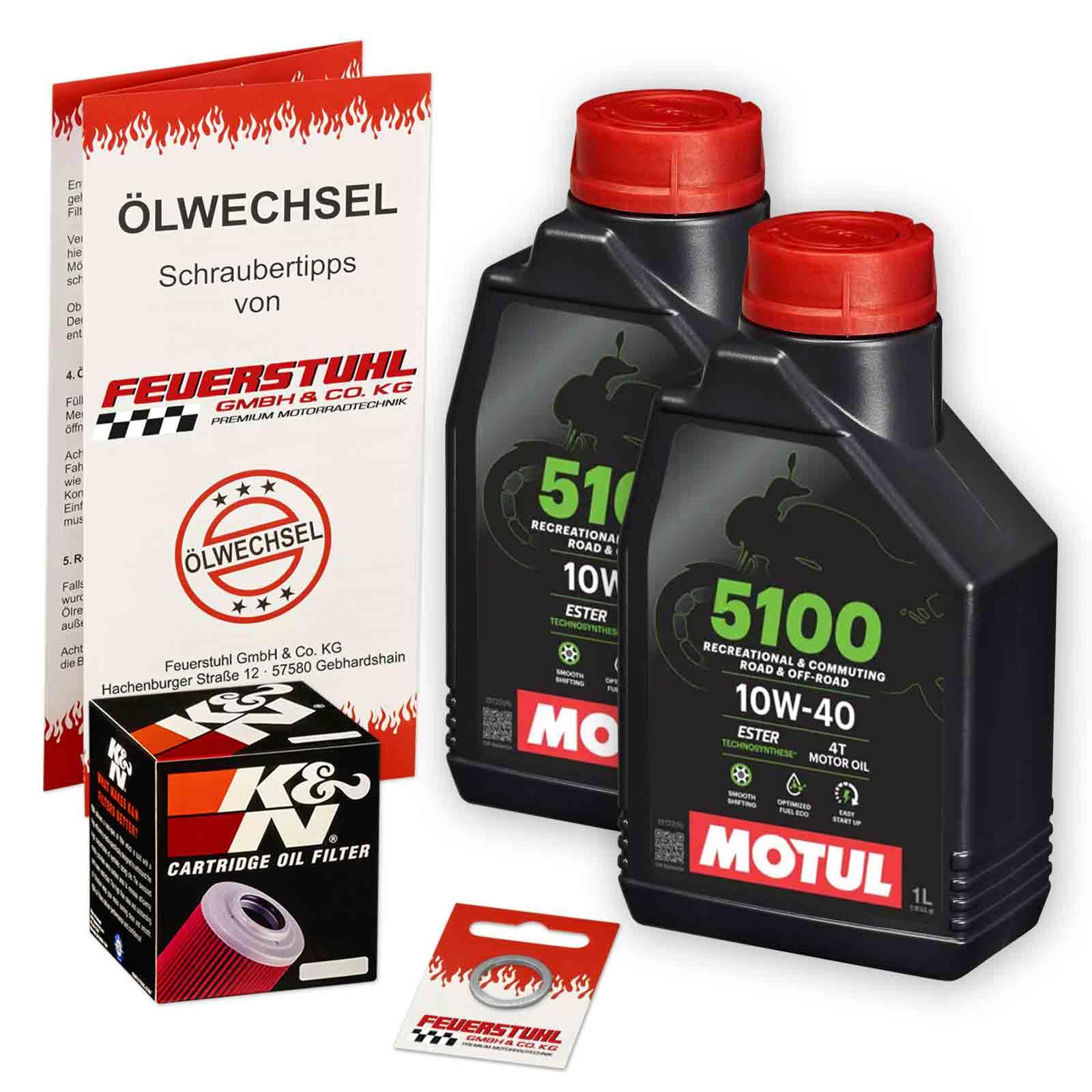 Öl & Ölfilter für Honda VT 125 C/C2 Shadow, 2001-2008 (JC31), Ölwechsel Set 10W-40 ESTER Motoröl + K&N Filter + Dichtring(e) von Feuerstuhl GmbH & Co. KG