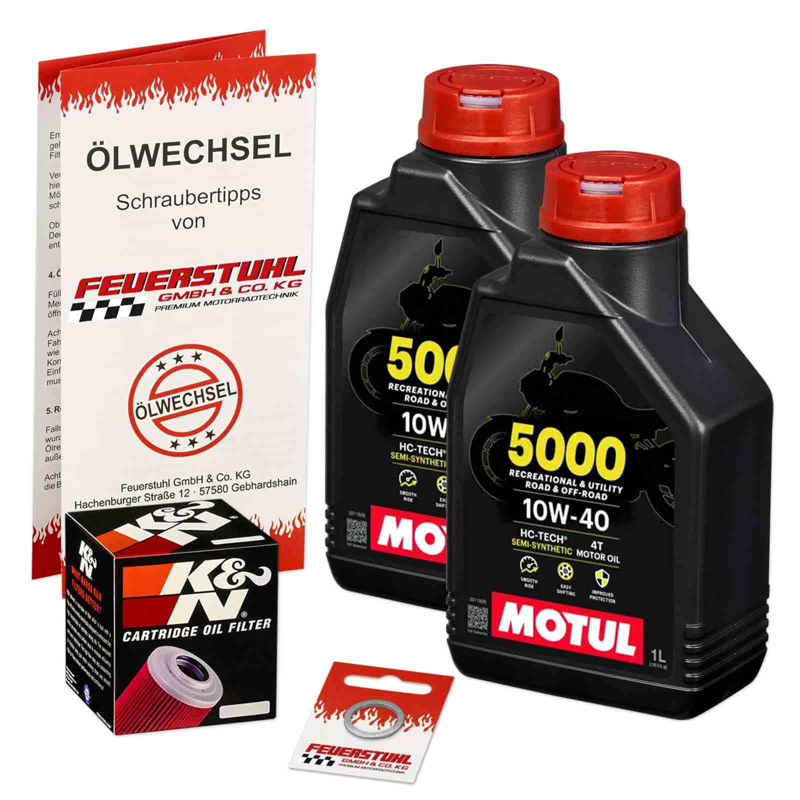 Öl & Ölfilter für Honda VT 125 C/C2 Shadow, 2001-2008 (JC31), Ölwechsel Set 10W-40 Motoröl + K&N Filter + Dichtring(e) von Feuerstuhl GmbH & Co. KG