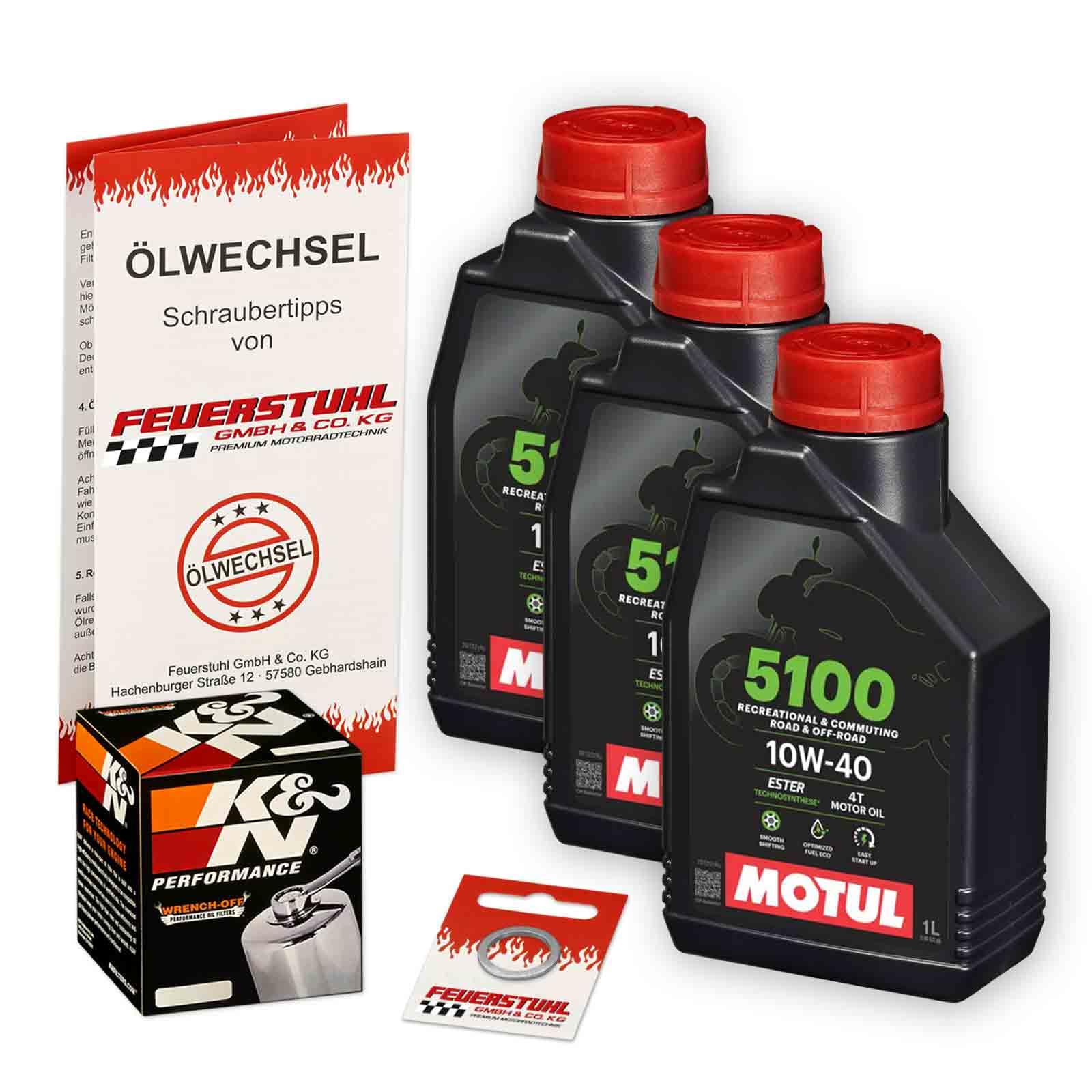 Öl & Ölfilter für Honda VT 600 C Shadow, 1988-2000 (PC21), Ölwechsel Set 10W-40 ESTER Motoröl + K&N CHROM Filter + Dichtring(e) von Feuerstuhl GmbH & Co. KG