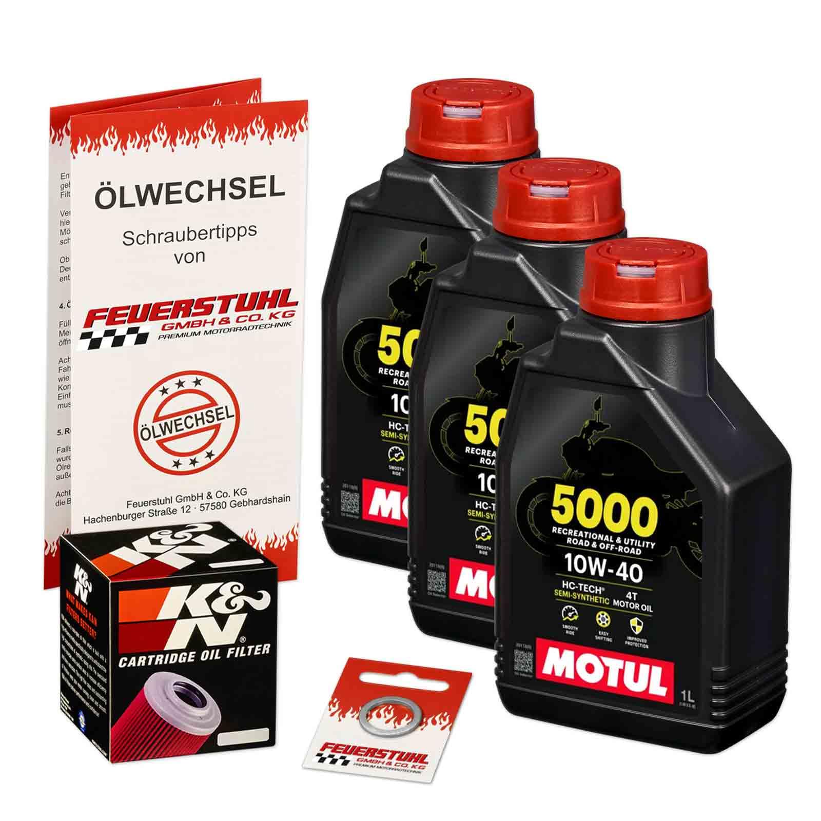 Öl & Ölfilter für Honda VT 600 C Shadow, 1988-2000 (PC21), Ölwechsel Set 10W-40 Motoröl + K&N RACING Filter + Dichtring(e) von Feuerstuhl GmbH & Co. KG