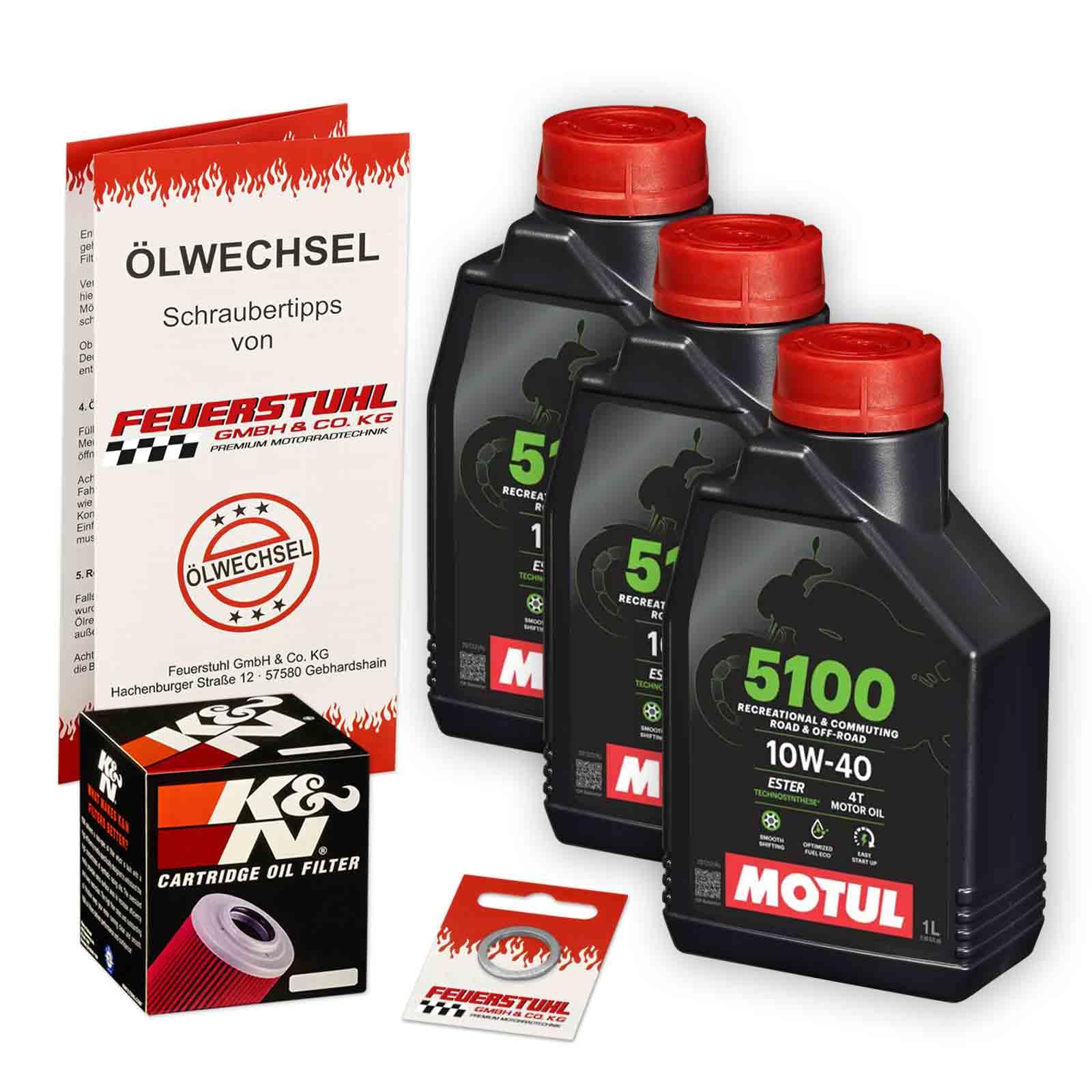 Öl & Ölfilter für Honda VT 750 C Shadow, 1987 (RC29), Ölwechsel Set 10W-40 ESTER Motoröl + K&N RACING Filter + Dichtring(e) von Feuerstuhl GmbH & Co. KG