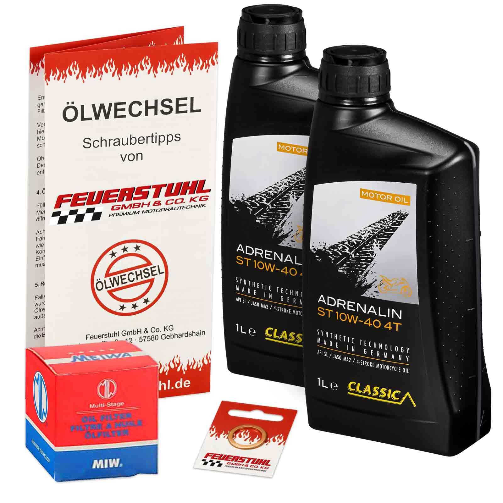Öl & Ölfilter für Honda XL 250 S, 1979-1982 (L250S), Ölwechsel Set, Classic 10W-40 Motoröl + MiW Filter + Dichtring(e) von Feuerstuhl GmbH & Co. KG