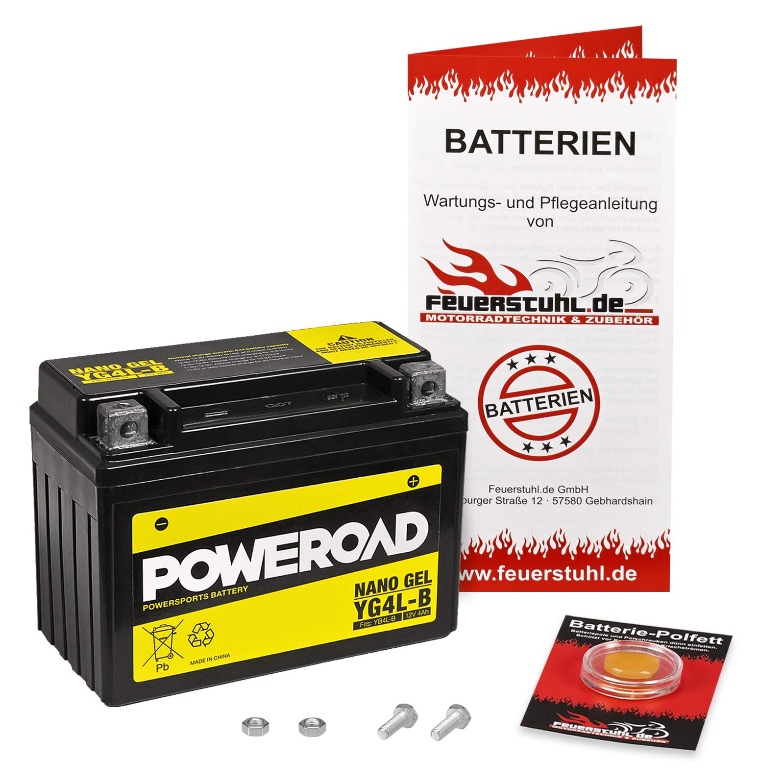 Gel-Batterie für Honda NB 50 Melody (AB07) wartungsfrei, einbaufertig, startklar, inkl. 7,50€ Pfand von Feuerstuhl.de GmbH