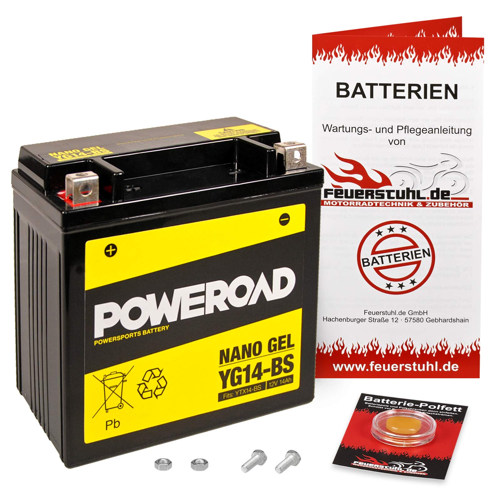 Gel-Batterie für Kawasaki VN 800 Drifter (VN800C) wartungsfrei, einbaufertig, startklar, inkl. 7,50€ Pfand von Feuerstuhl.de GmbH