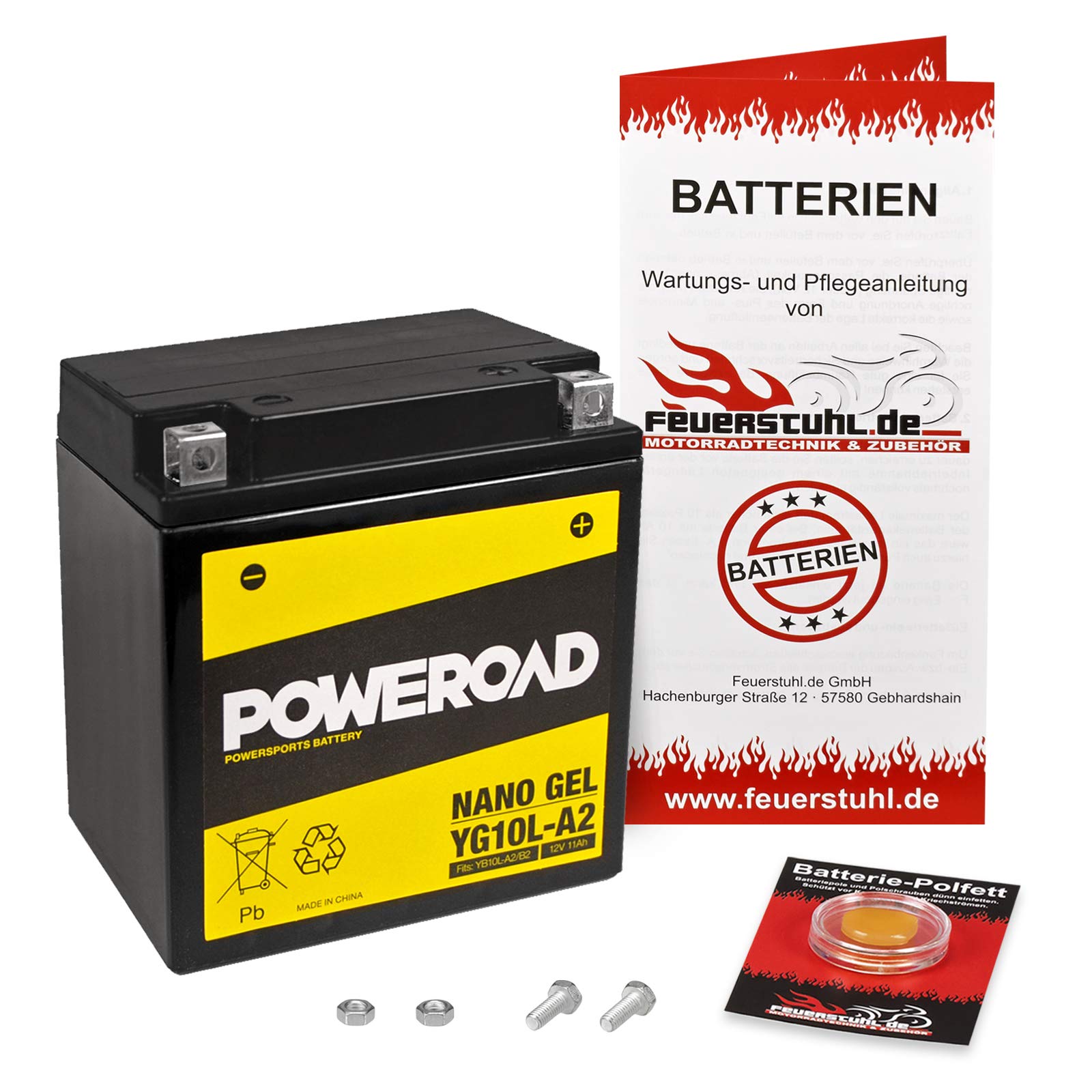 Gel-Batterie für Suzuki GN 250 (NJ42A) wartungsfrei, einbaufertig, startklar, inkl. 7,50€ Pfand von Feuerstuhl.de GmbH