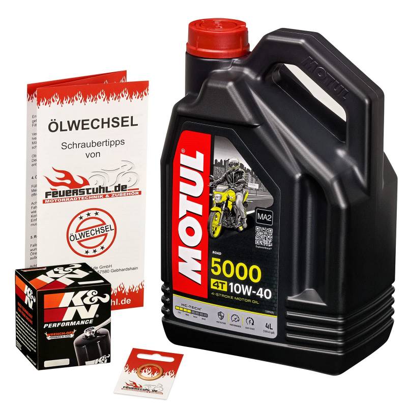 Motul 10W-40 Öl + K&N Ölfilter für Suzuki GSXR 1000 /Z, 01-15, BL BZ B6 CL CY - Ölwechselset inkl. Motoröl, Filter, Dichtring von Feuerstuhl.de GmbH