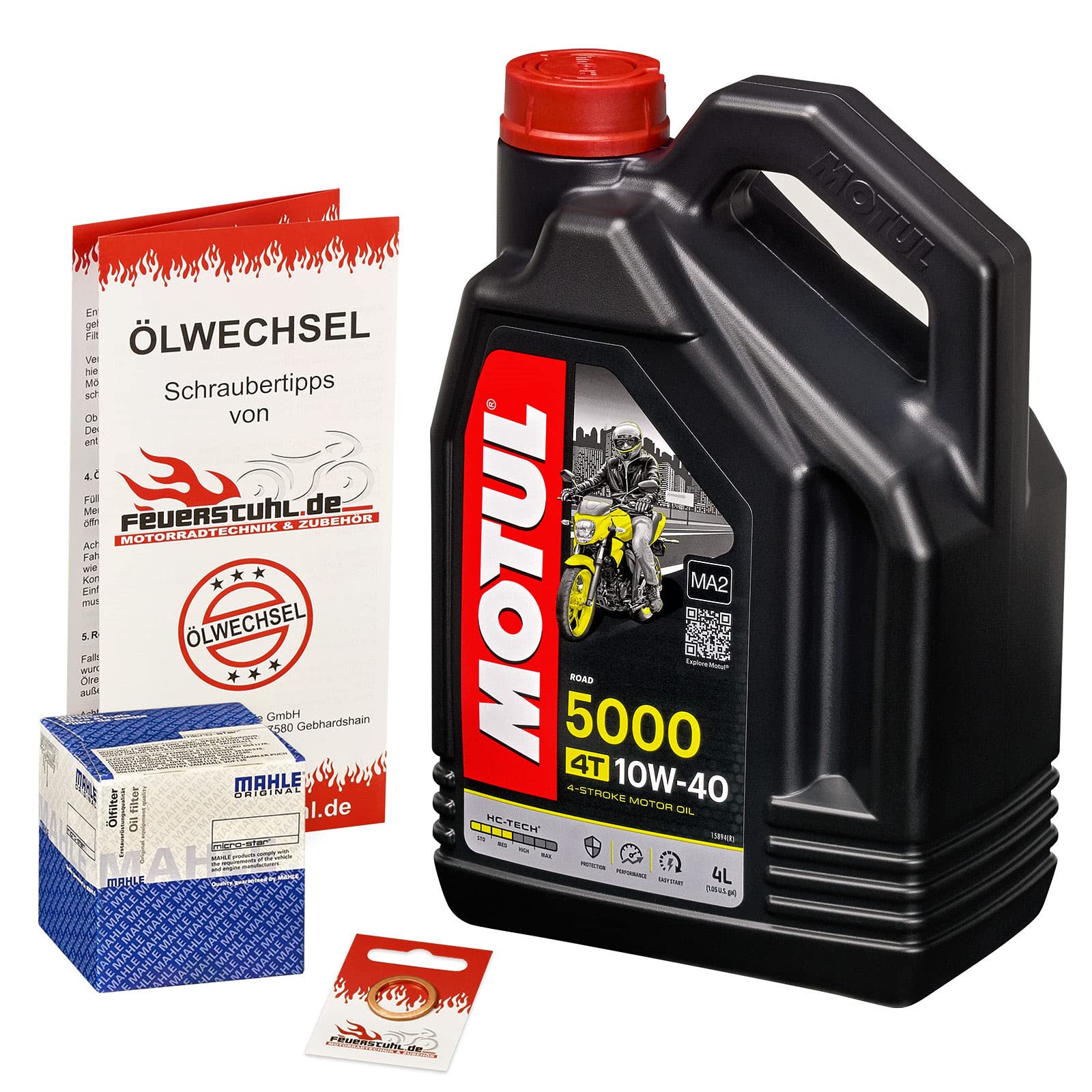 Motul 10W-40 Öl + Mahle Ölfilter für Triumph Daytona 675 /R, 06-12, D67LC H67 - Ölwechselset inkl. Motoröl, Filter, Dichtring von Feuerstuhl.de GmbH